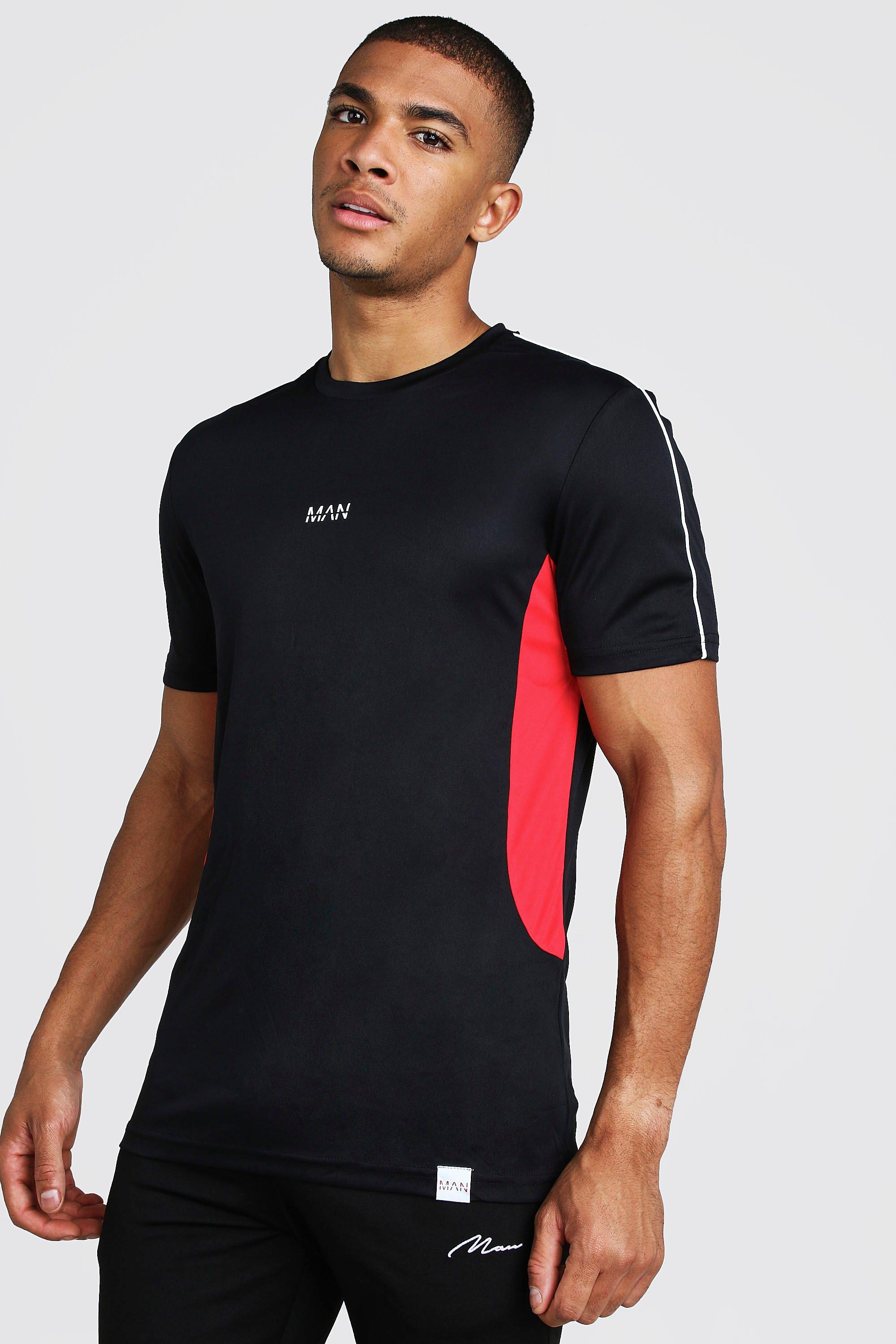 

Обтягивающая футболка MAN Active из полиэстера со вставками, Black