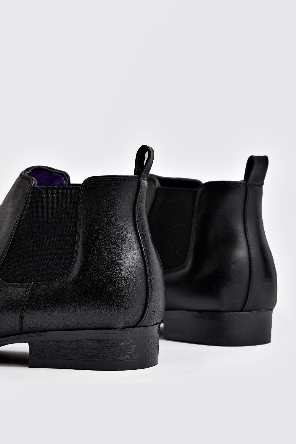 black leather look chelsea boots