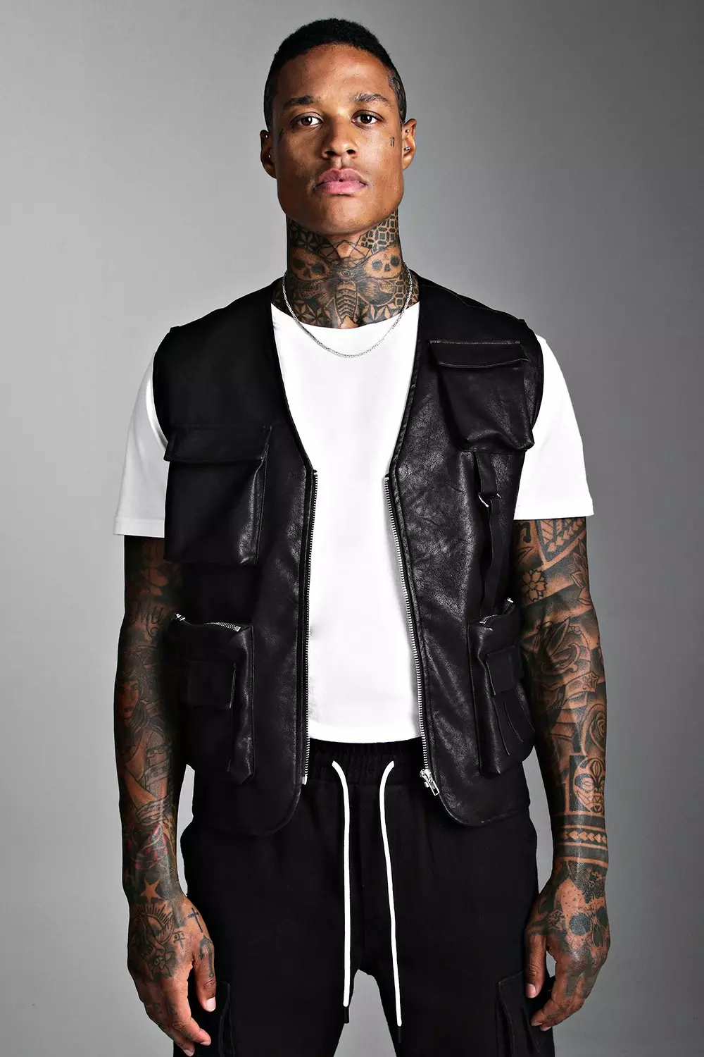 Faux leather hotsell vest mens