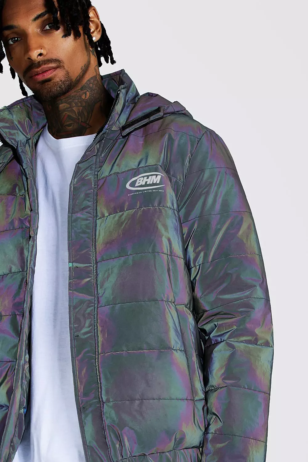 Iridescent puffer jacket outlet mens