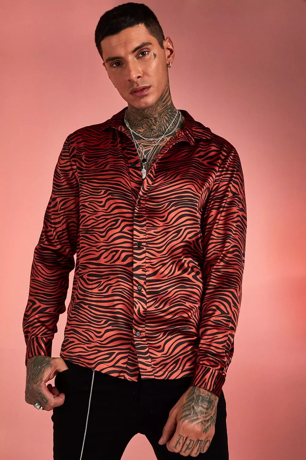 Tiger print 2025 dress shirt