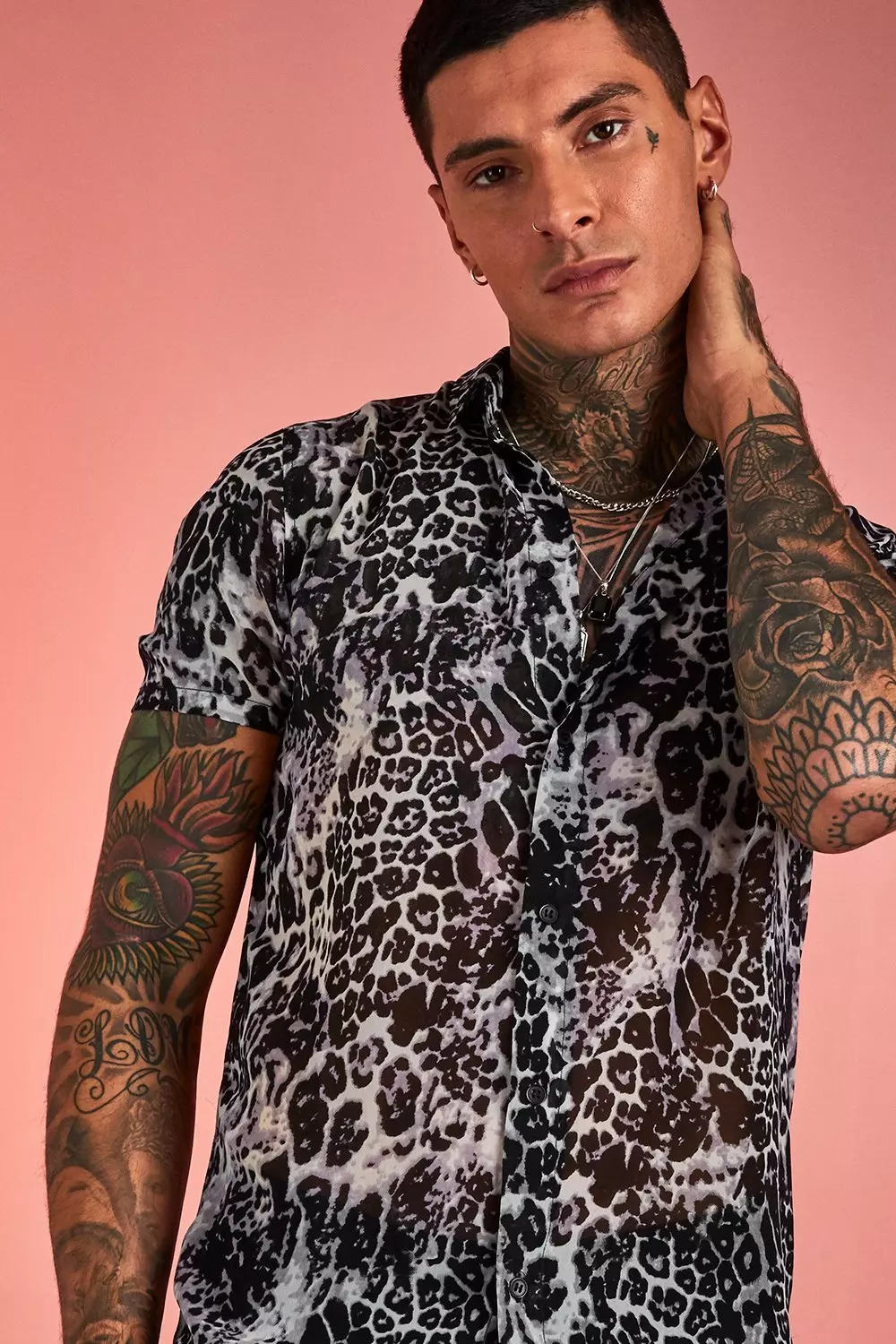 Sheer leopard best sale print top