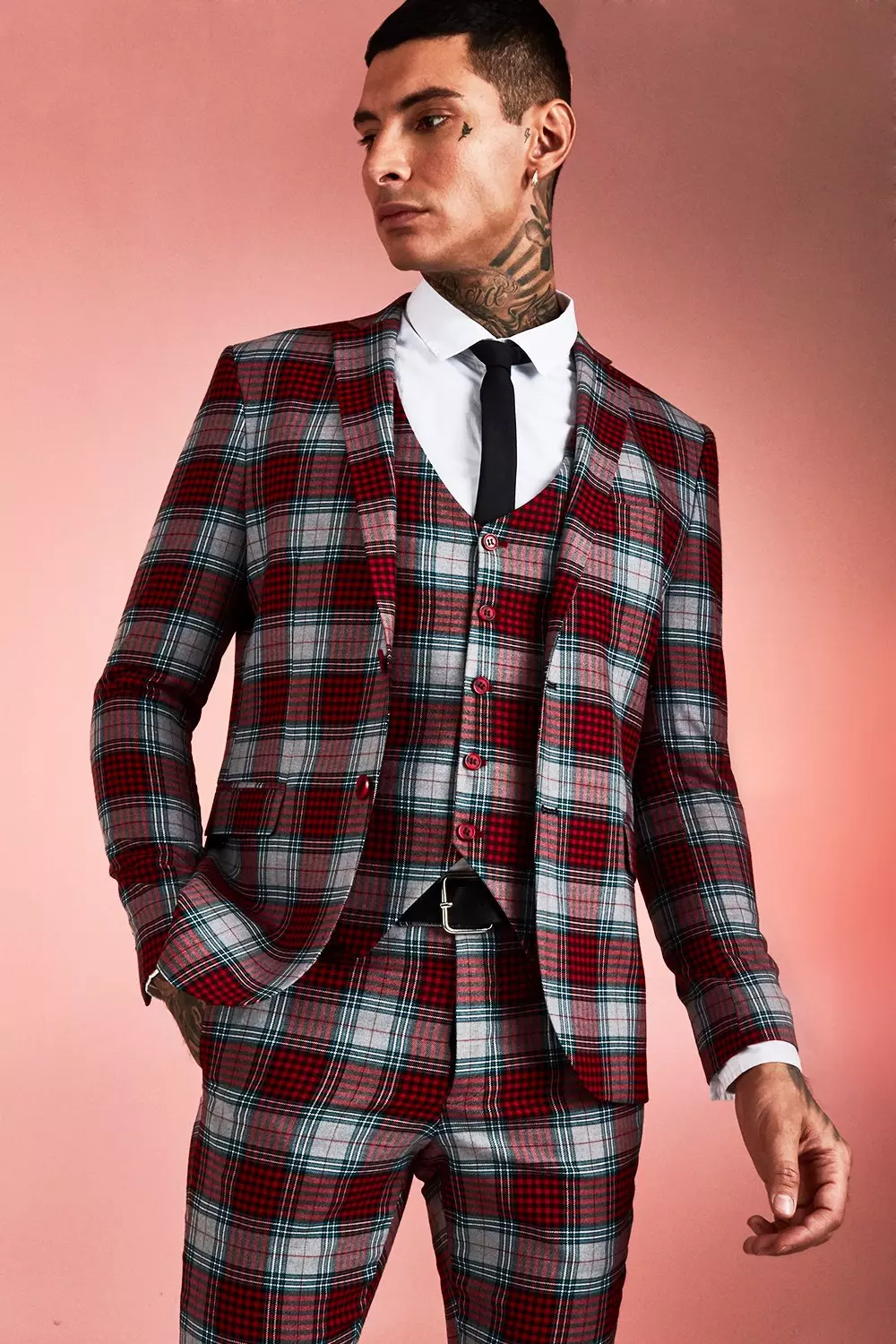 Tartan skinny suit clearance