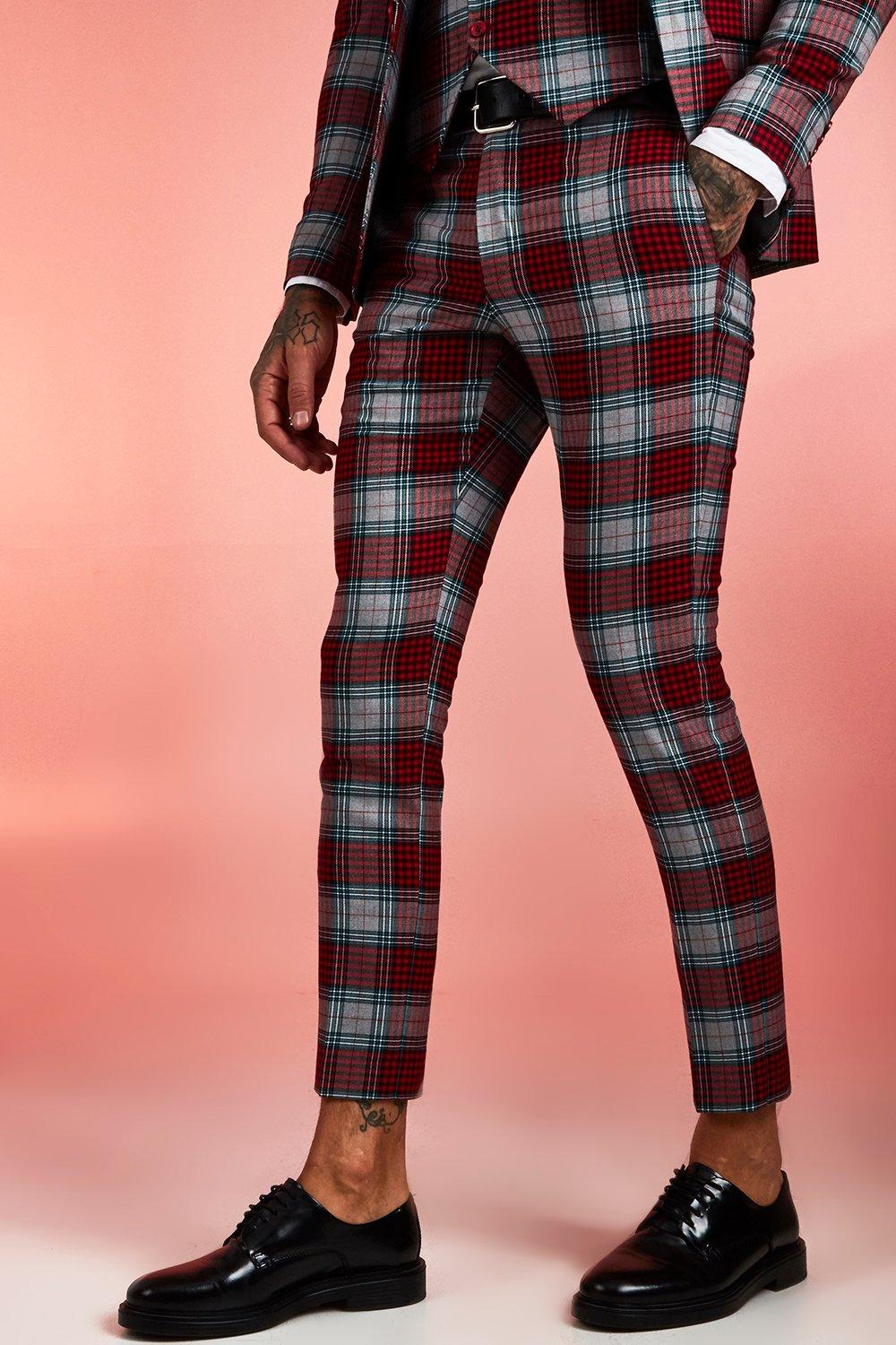 tartan suit trousers mens