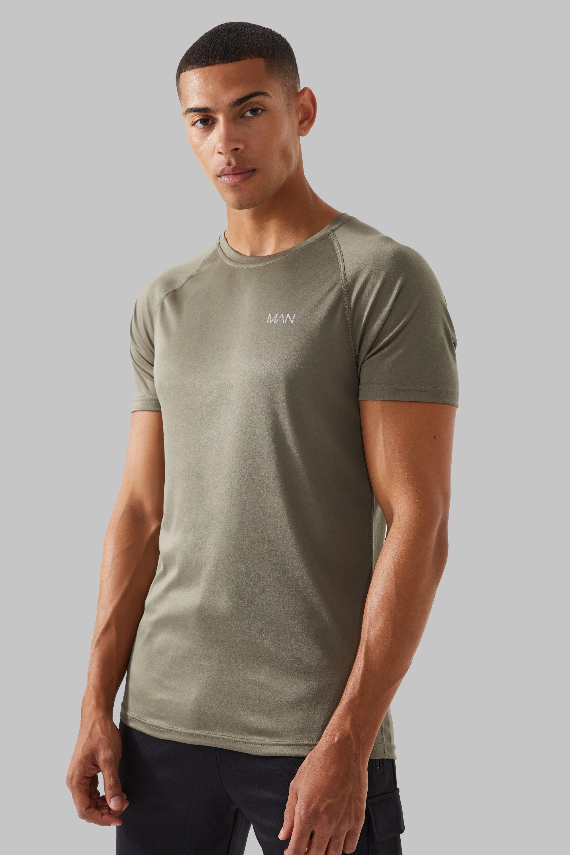 Mens Green Man Active Gym Raglan T-Shirt, Green