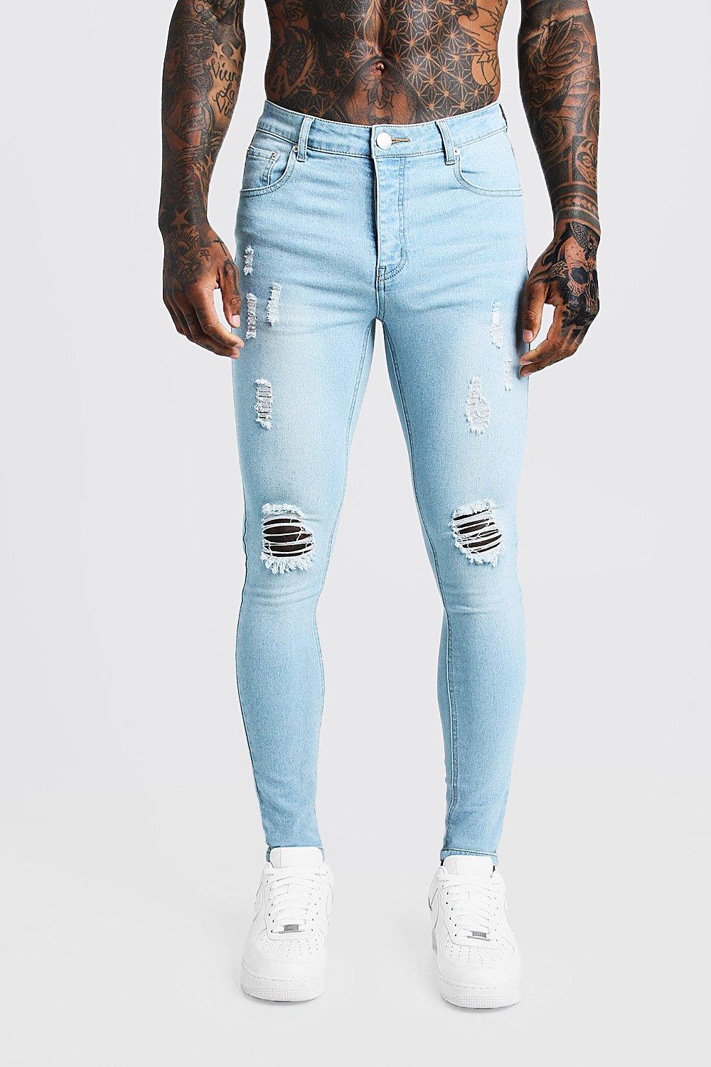 Onwijs Spray On Skinny Jeans With Distressing | boohooMAN DF-15