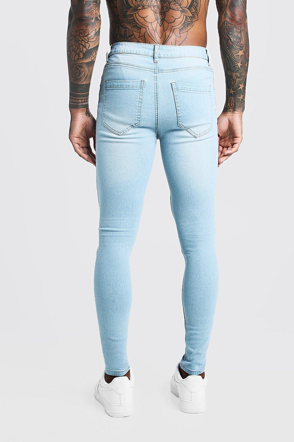 light blue spray on jeans