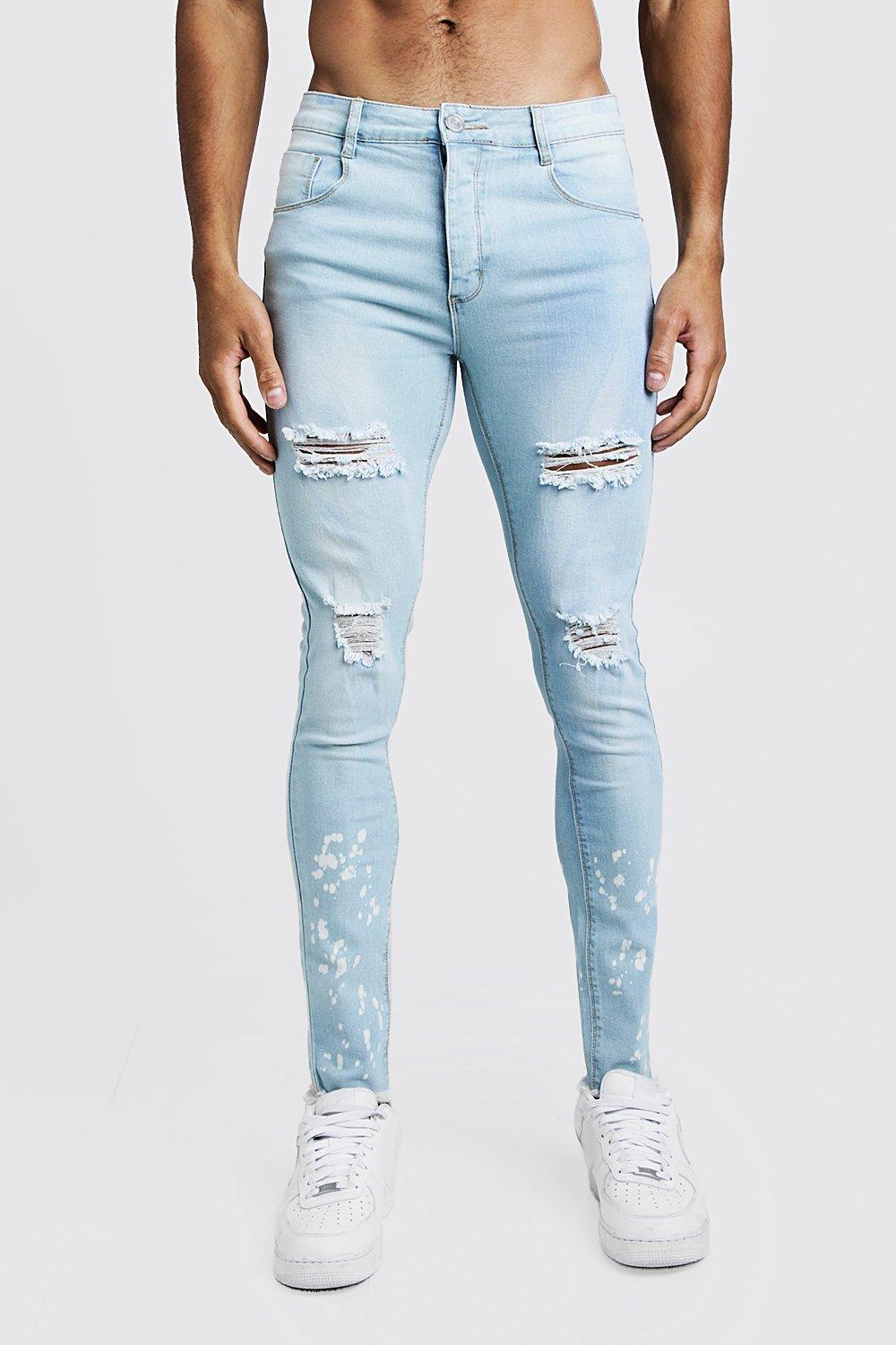 bleached ripped jeans mens