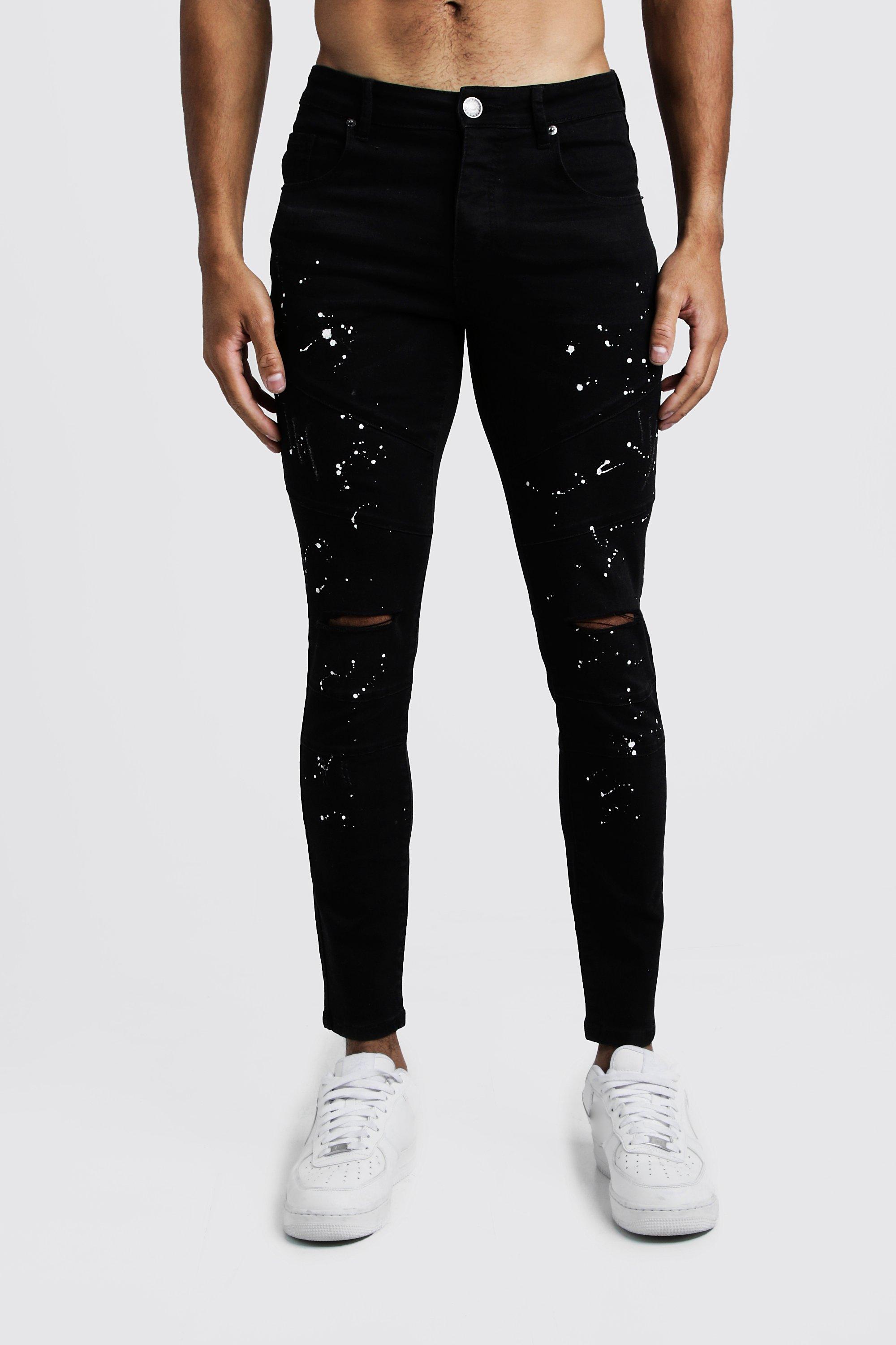 mens jeans with paint splatter