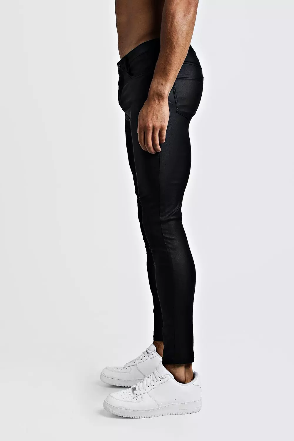 Mens coated hot sale skinny jeans