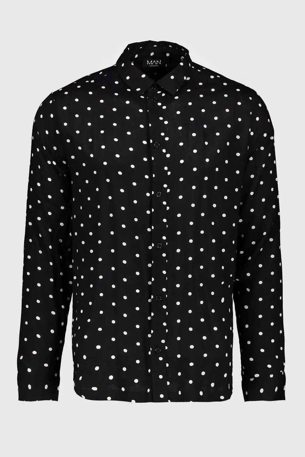 Long Sleeve Polka Dot Shirt | boohooMAN USA