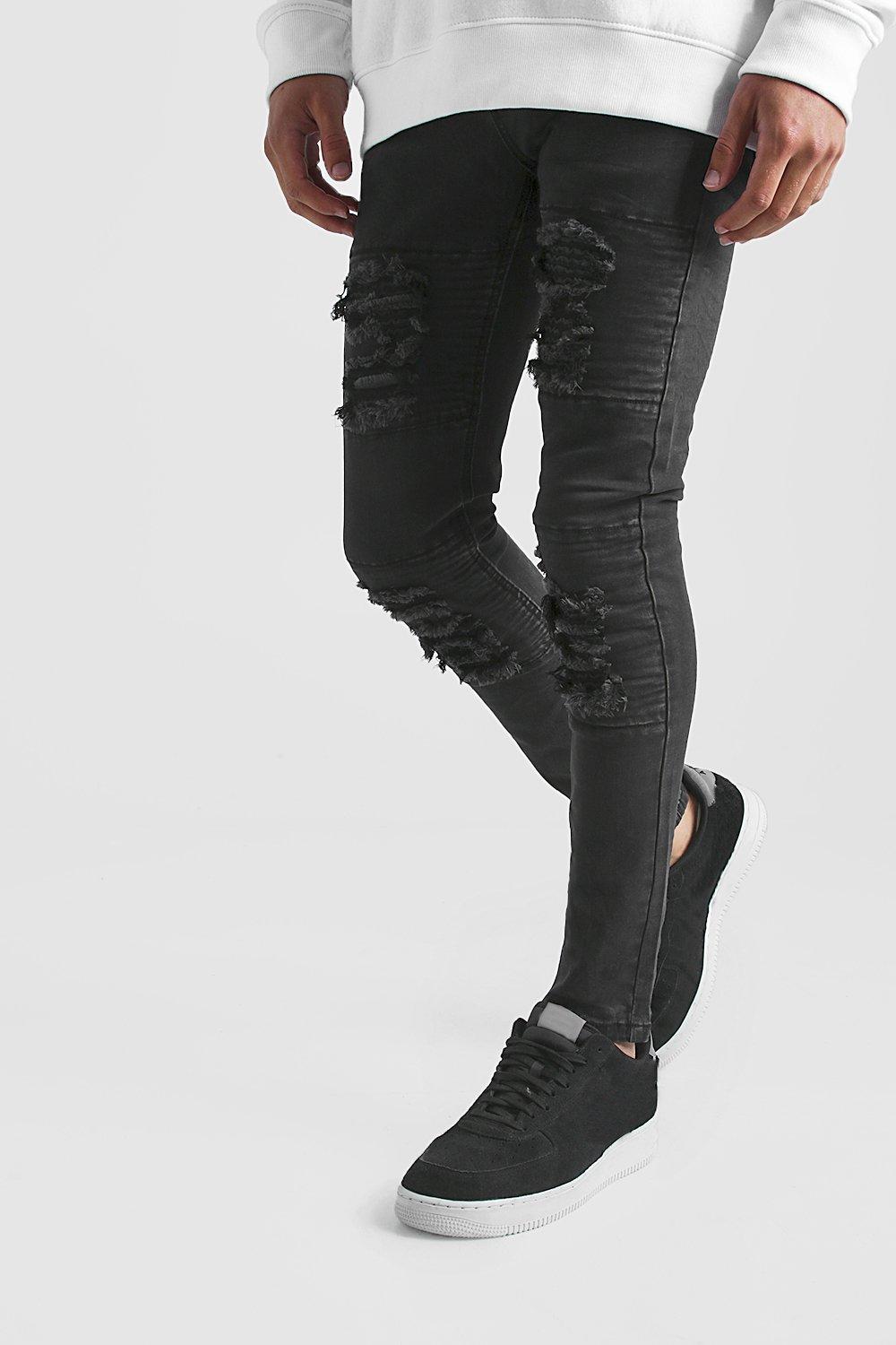 black skinny biker jeans