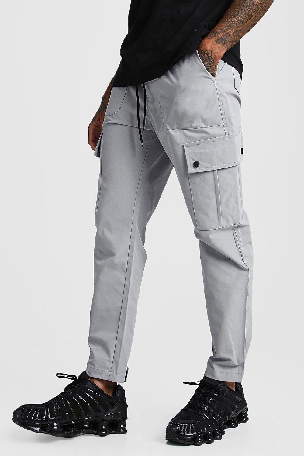 grey cuffed cargo trousers