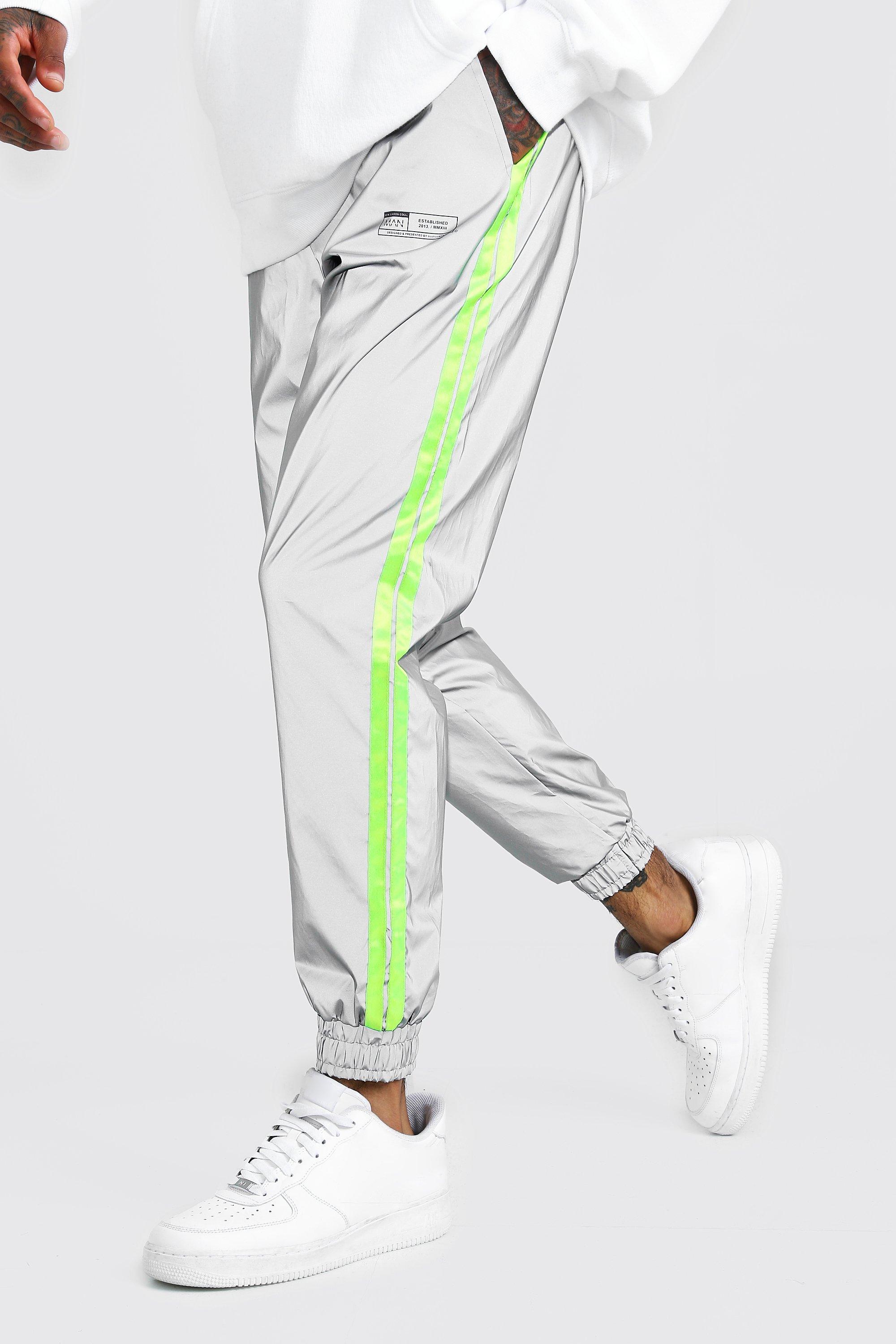 white reflective joggers