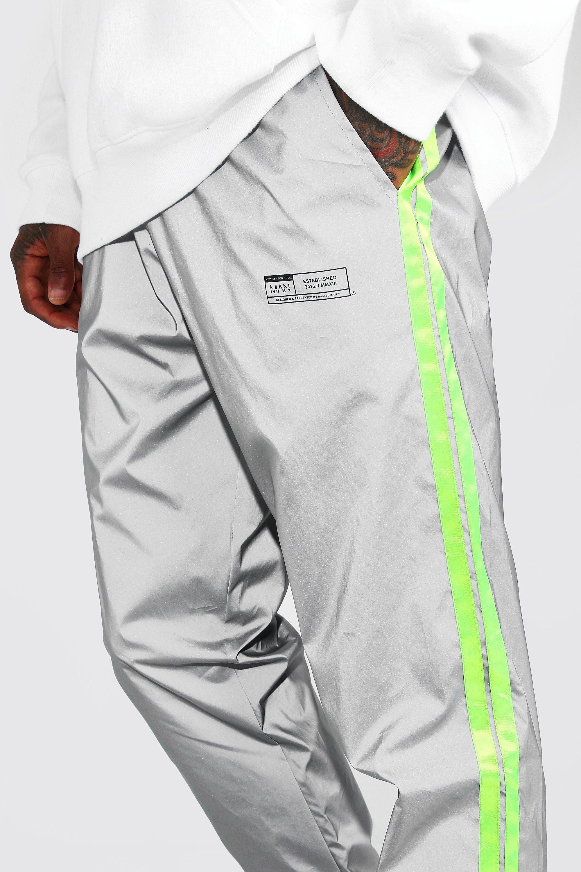 boohooman reflective joggers