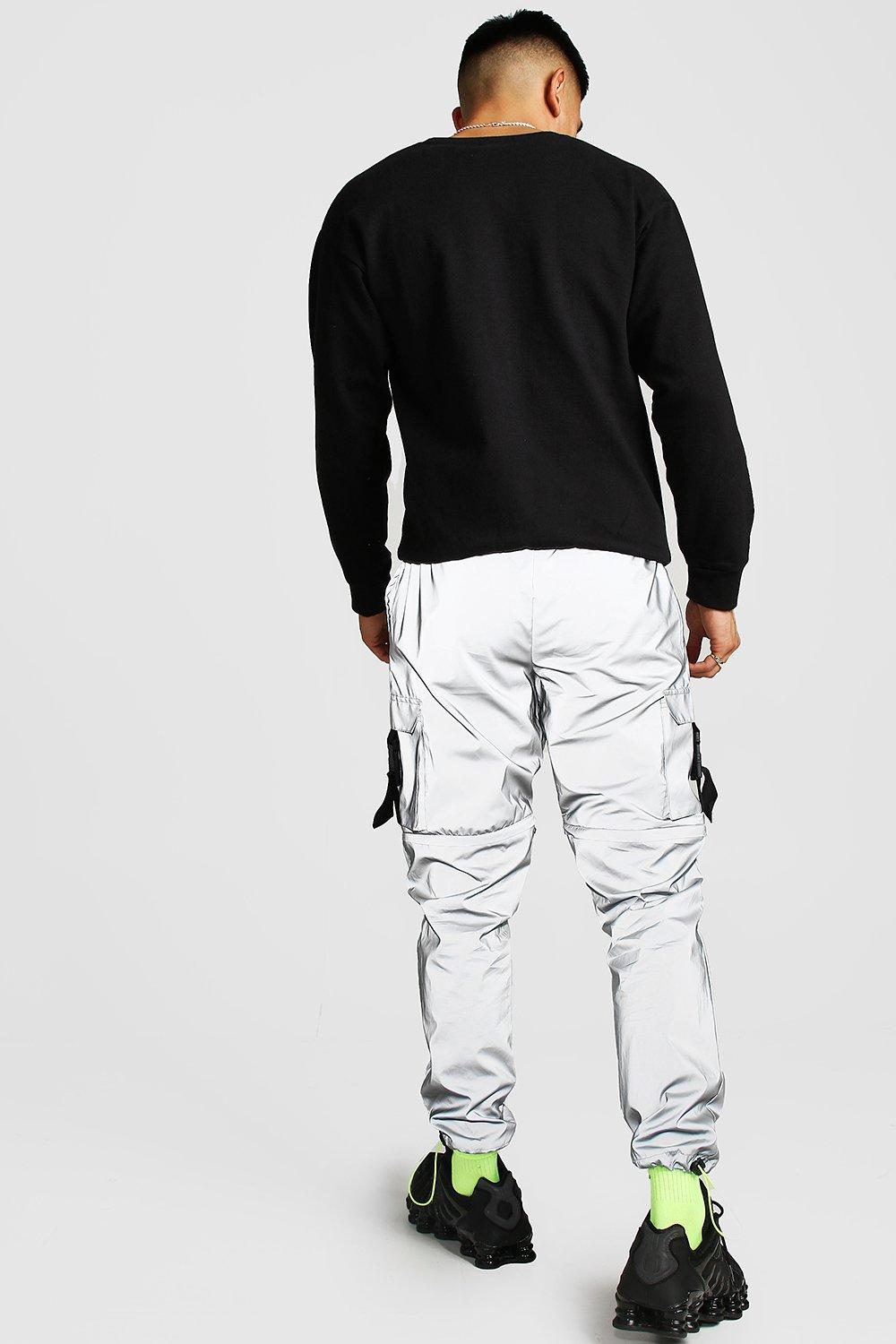 boohooman reflective joggers