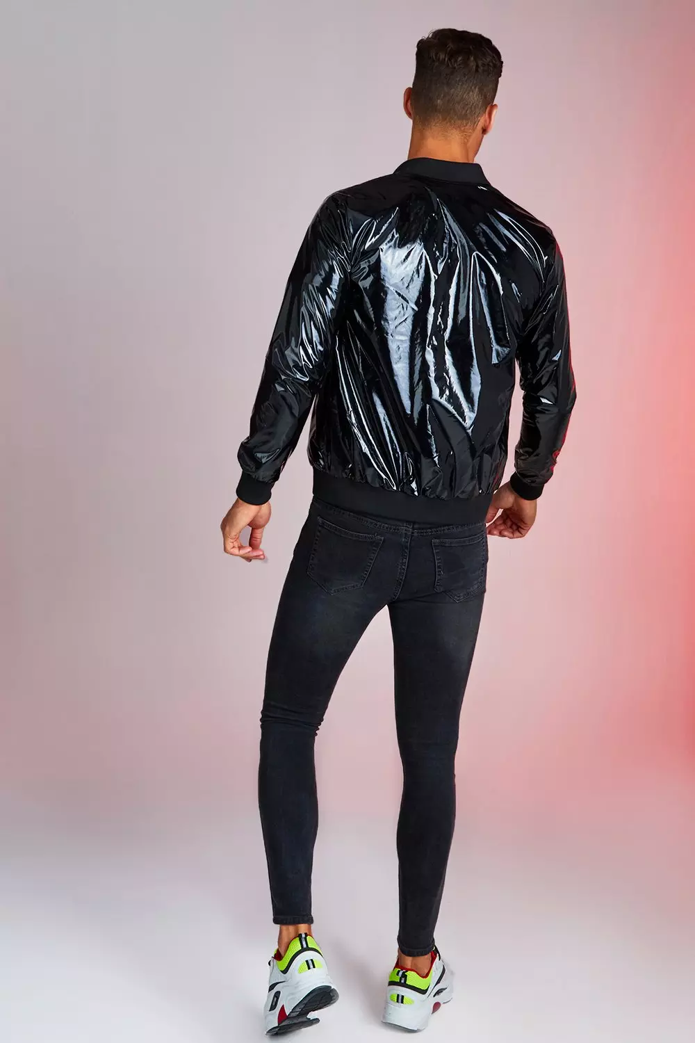 Black shiny 2024 bomber jacket