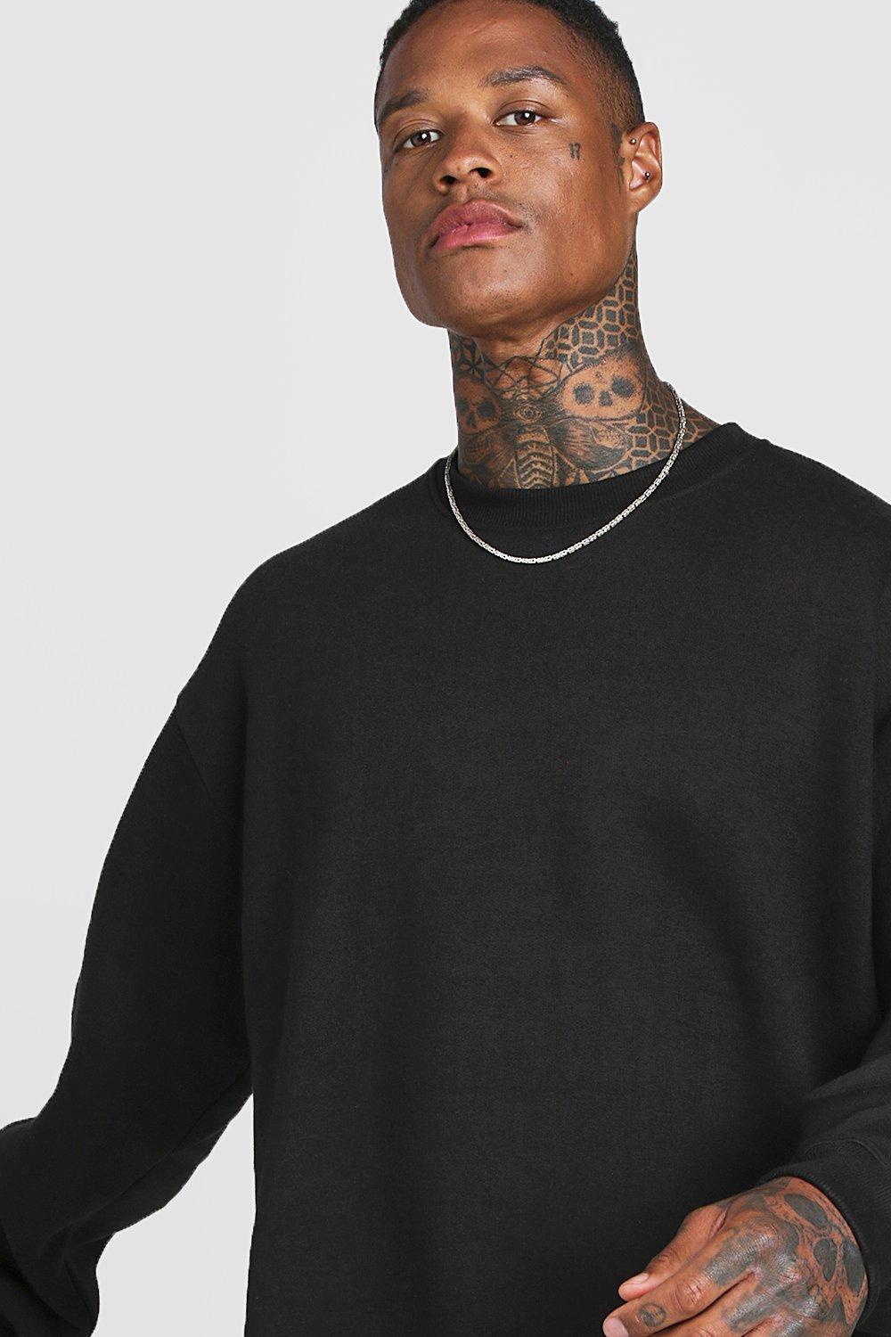 black oversized crew neck sweatshirt