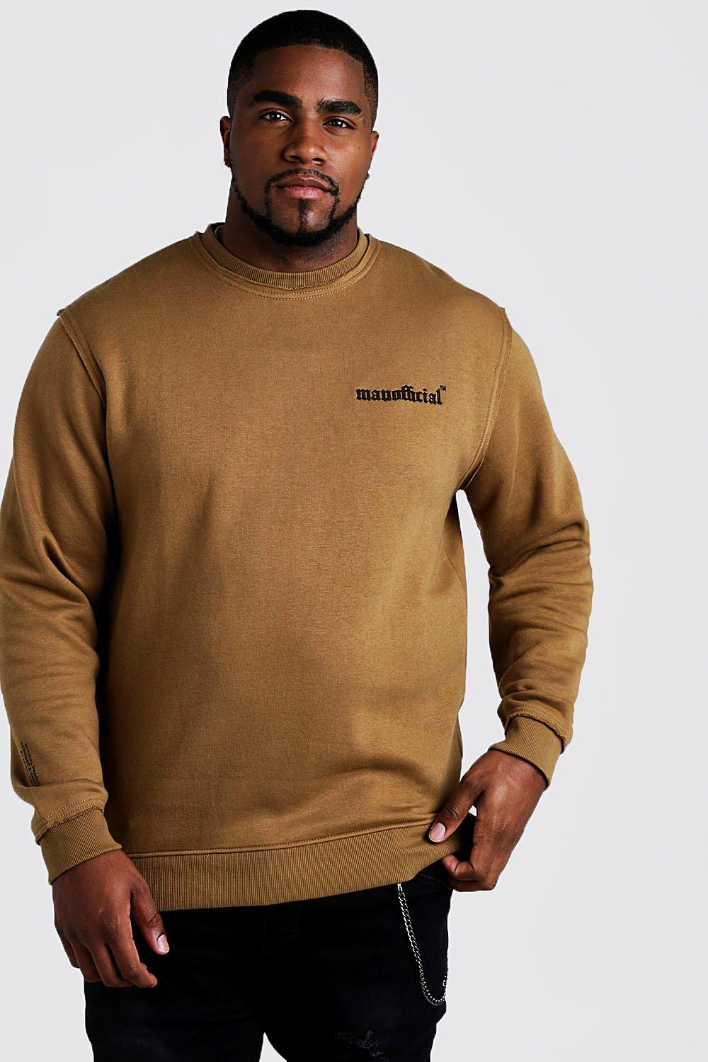 Big And Tall Man Official Sweater With Raw Seam Boohoo Uk