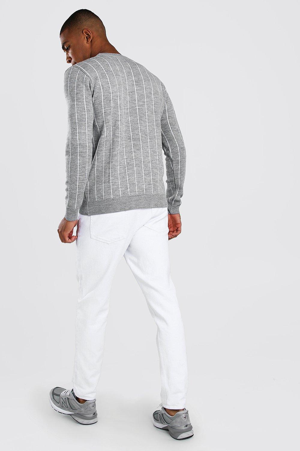 

Трикотажный свитер с длинными рукавами и тонкой полоской, Light grey