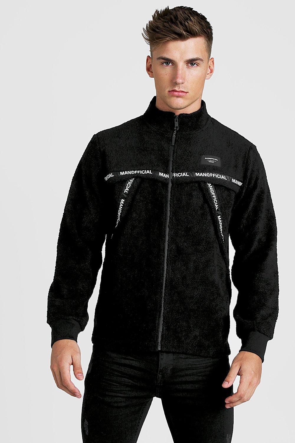 

Свитшот MAN официальный на молнии с искусственным мехом и воротом трубой, Black