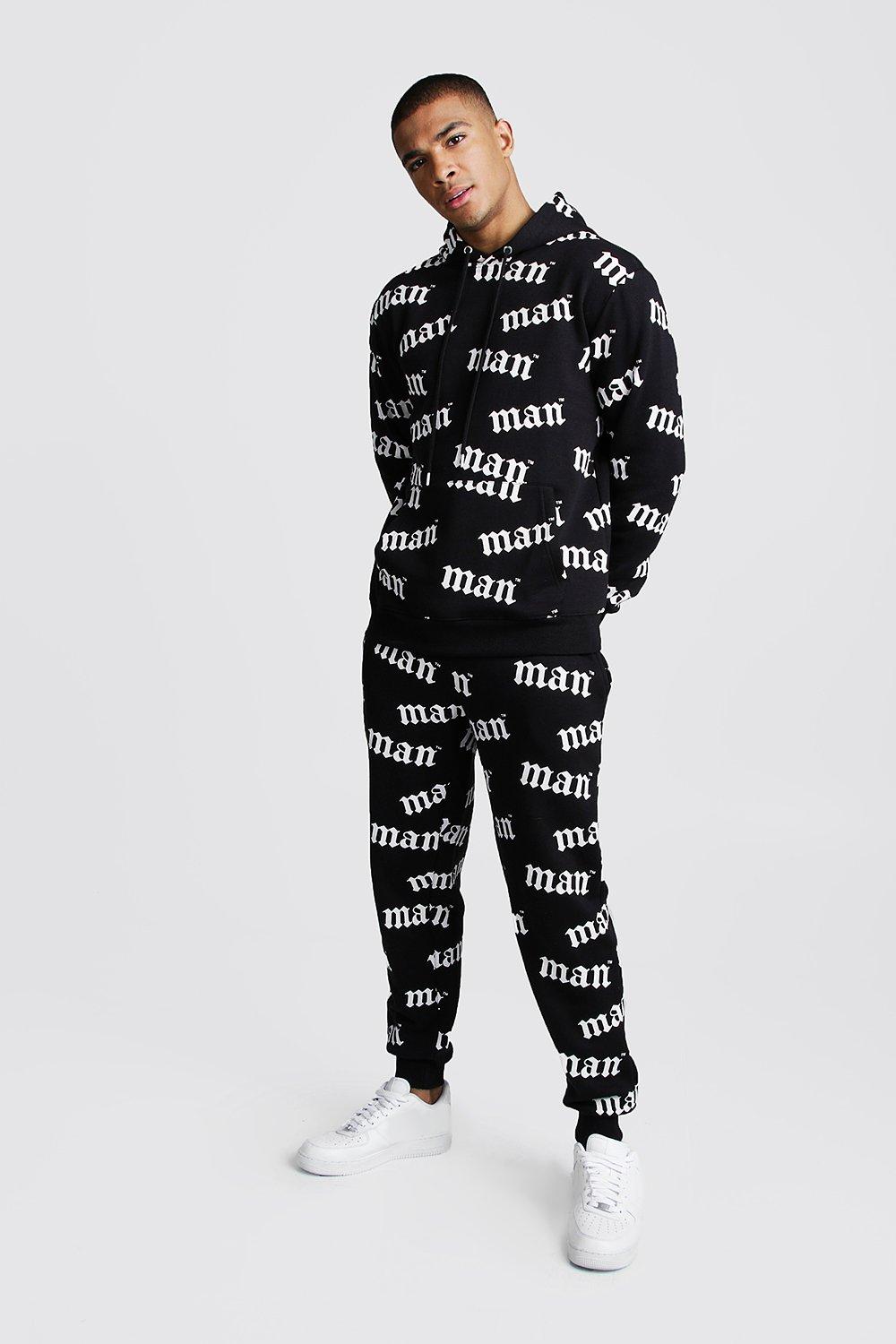 boohooman all over print tracksuit