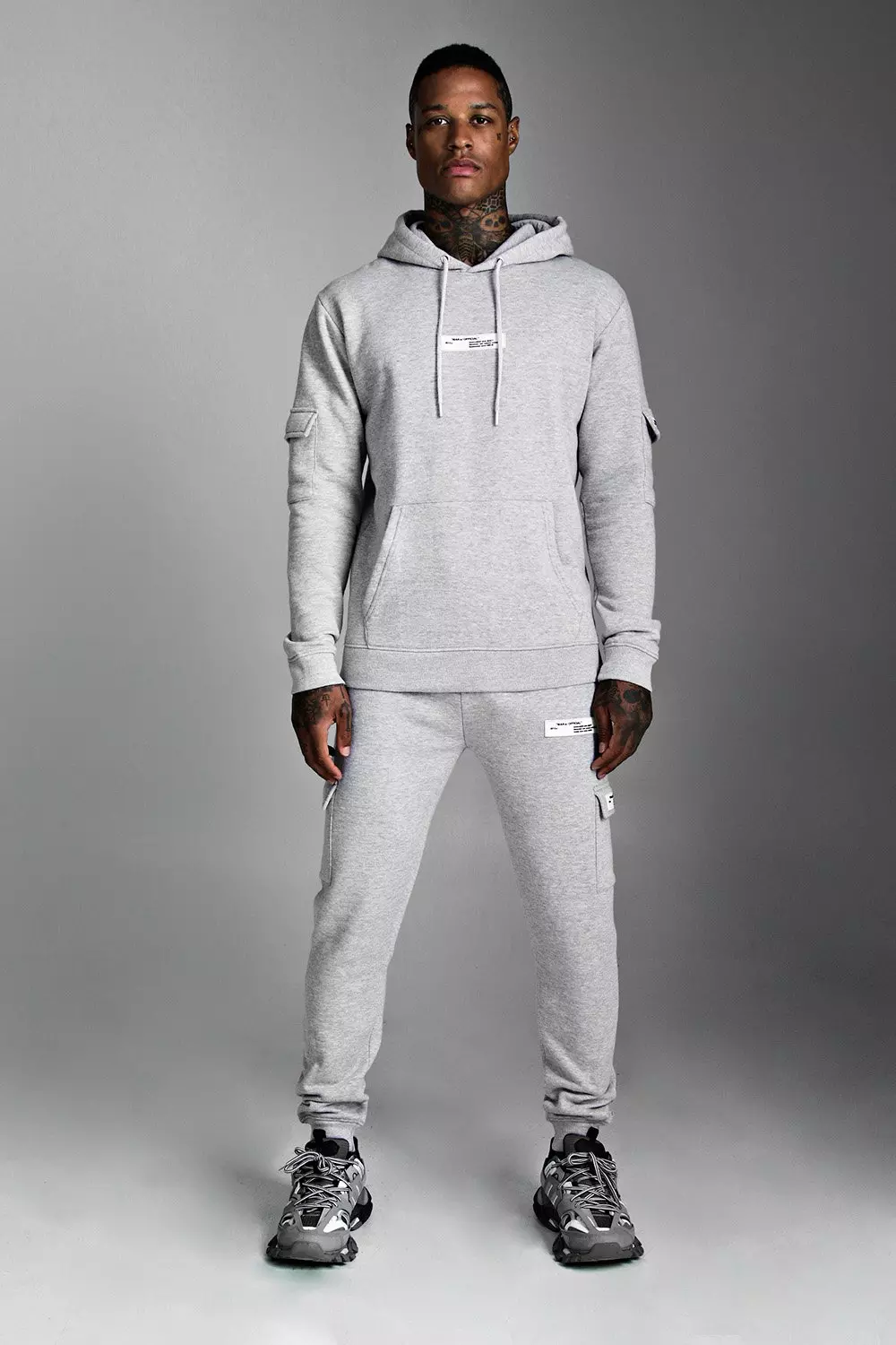 Boohooman grey hot sale tracksuit