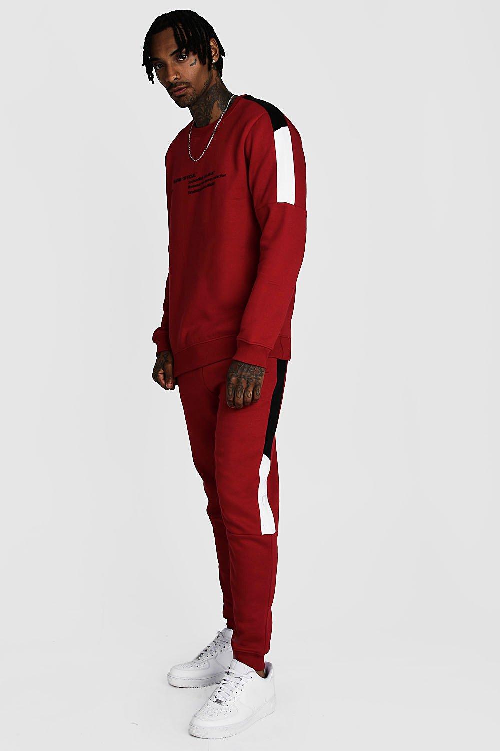 red boohooman tracksuit