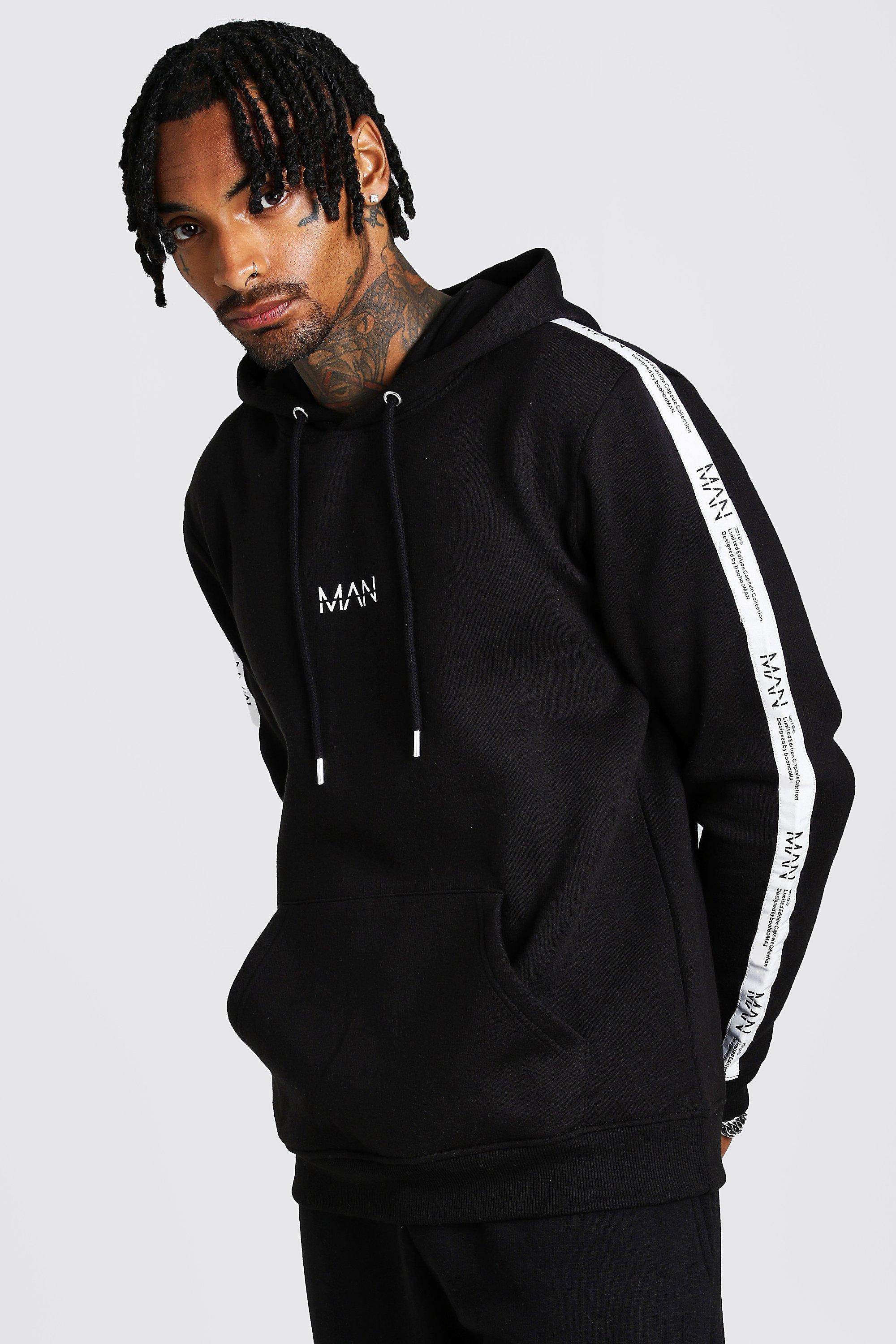 

MAN Dash Taped Hoodie, Black