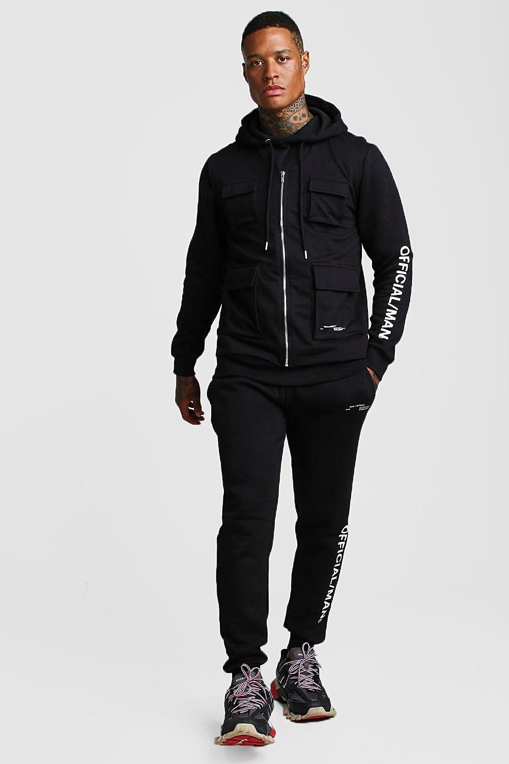 

Официальный спортивный костюм MAN из трех частей с практичной майкой, Black