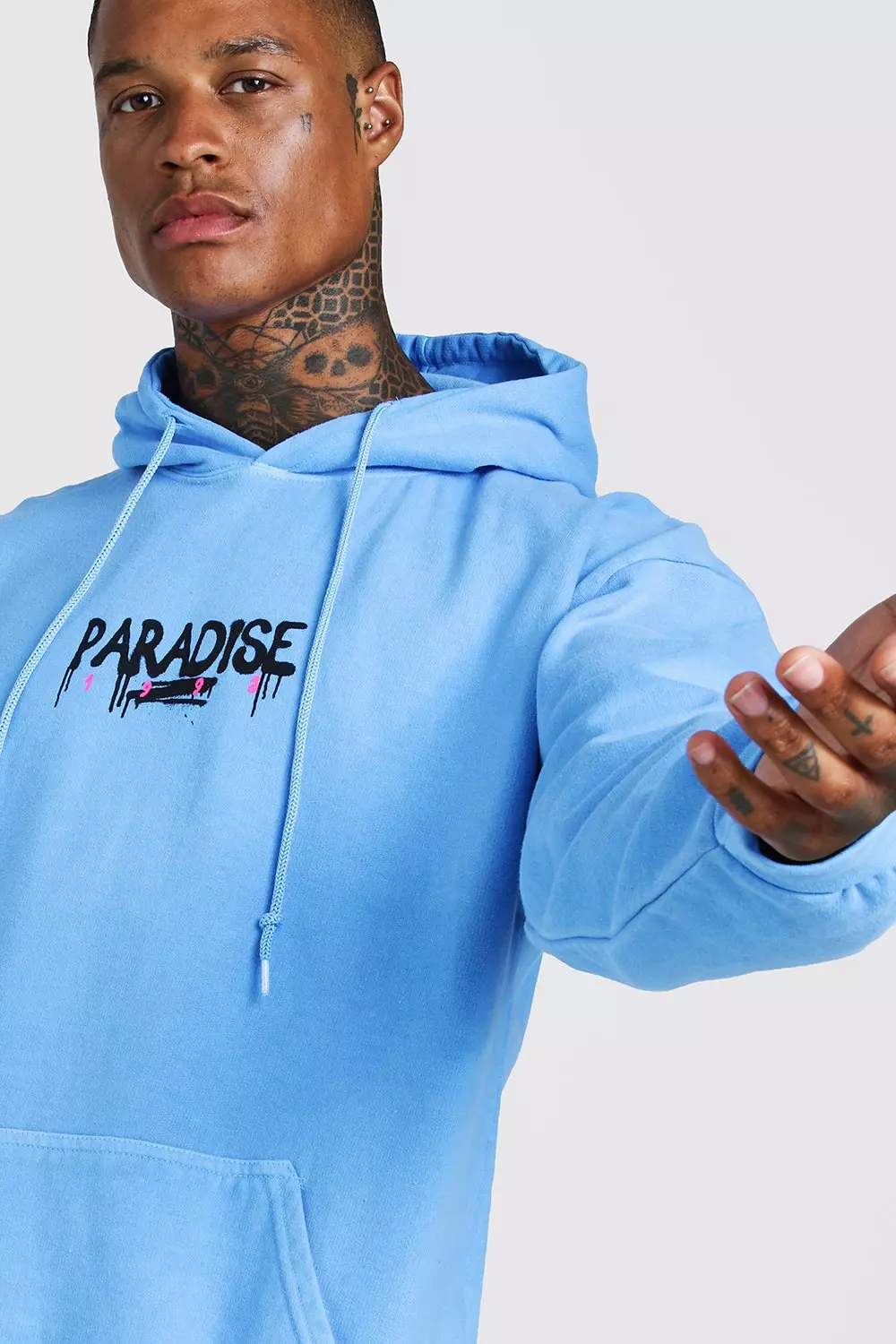 Oversized Paradise Back Print Hoodie boohooMAN USA