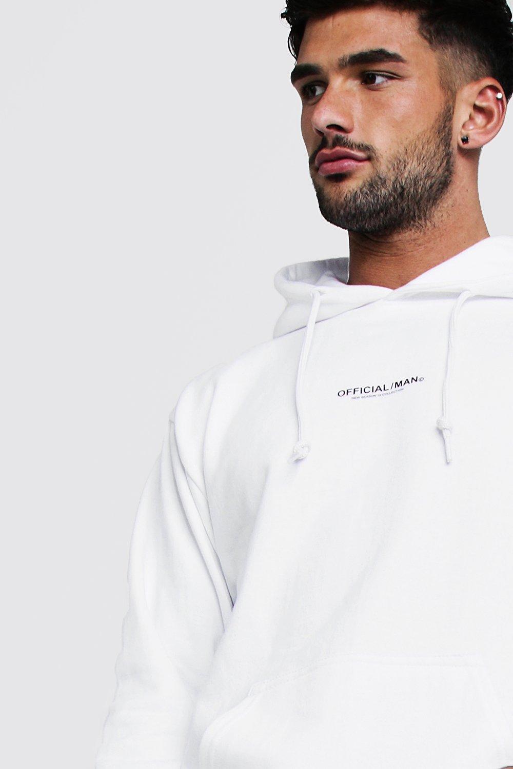 boohooman hoodie with man print in white