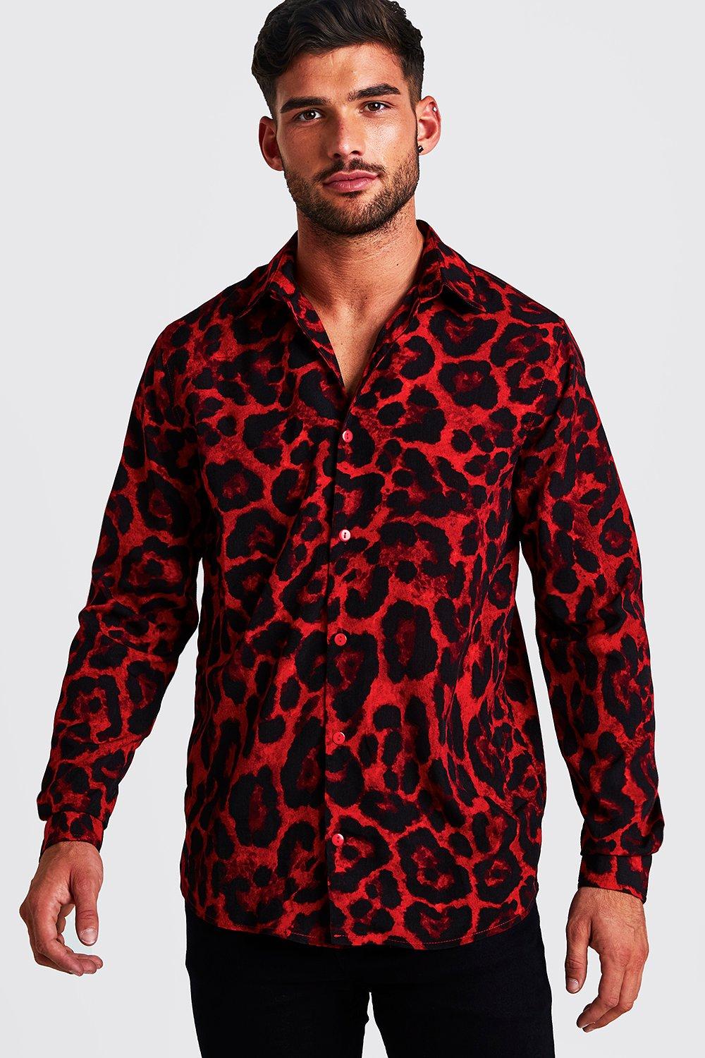 red animal print top