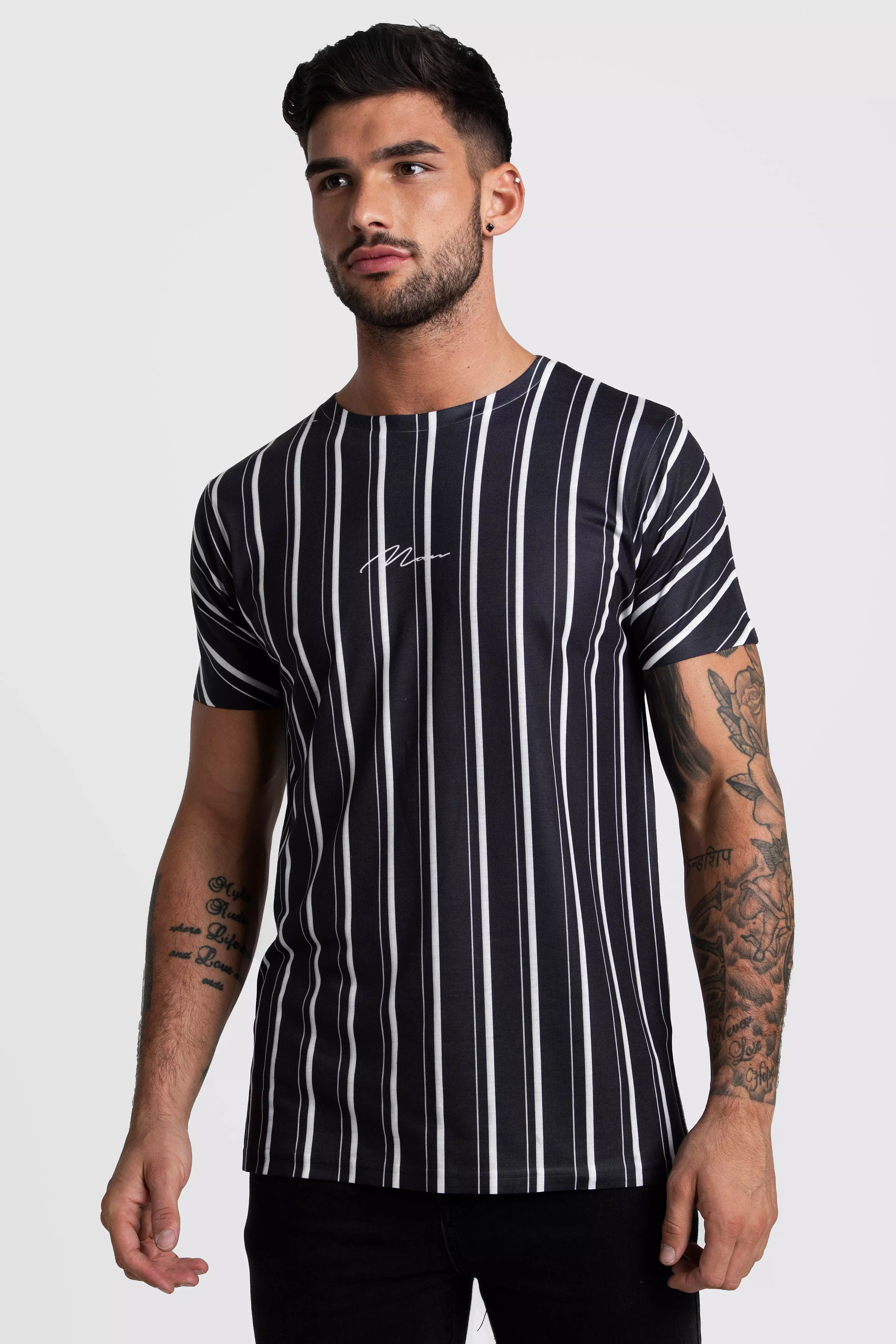 T shirt rayures verticales MAN Signature boohooMAN FR