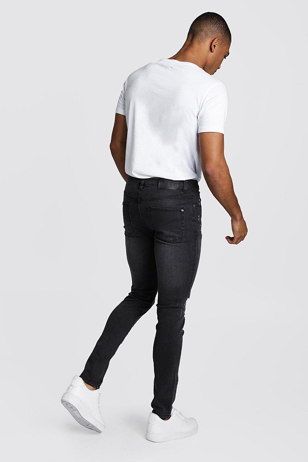 boohooman paint splatter jeans