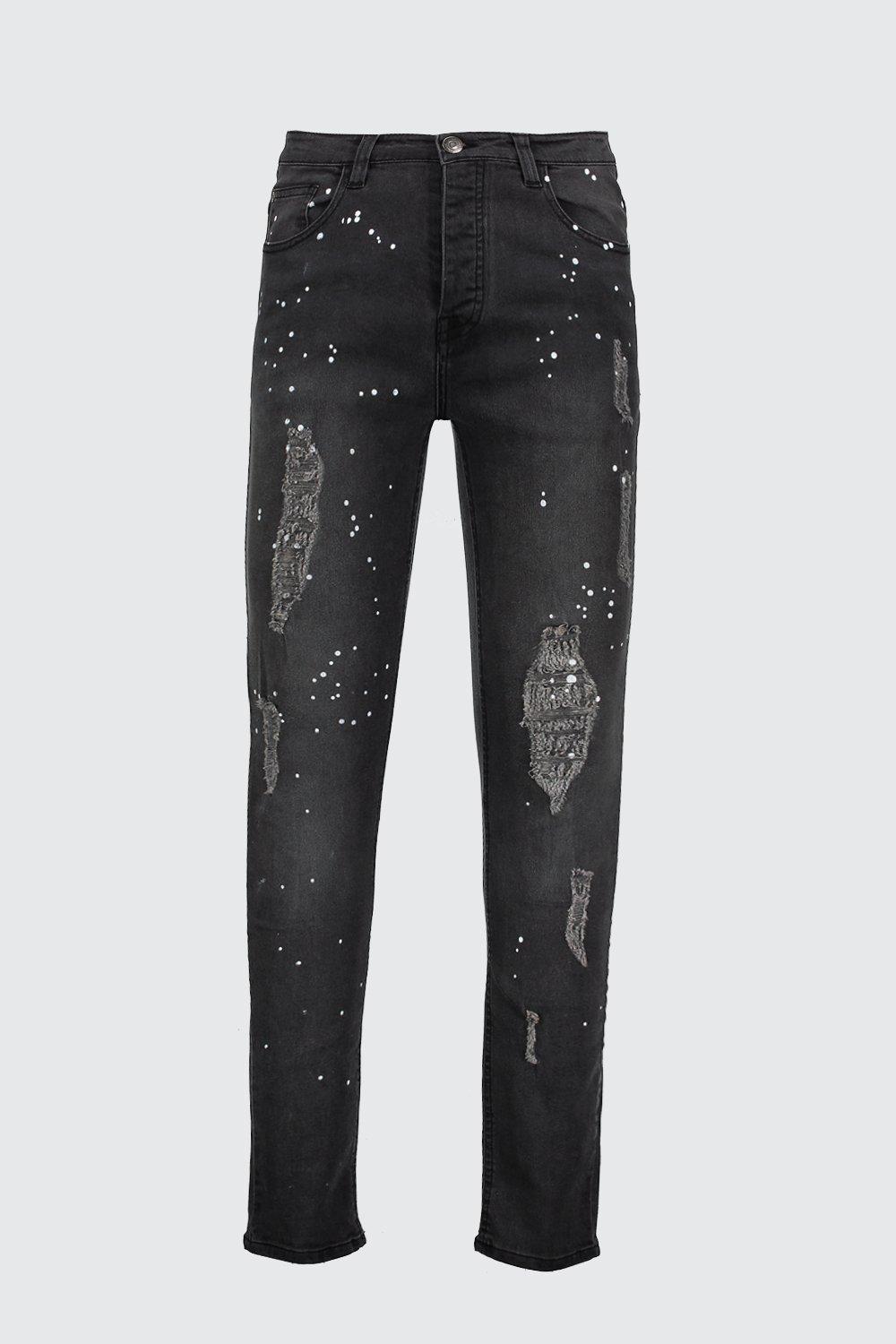 black skinny jeans paint splatter
