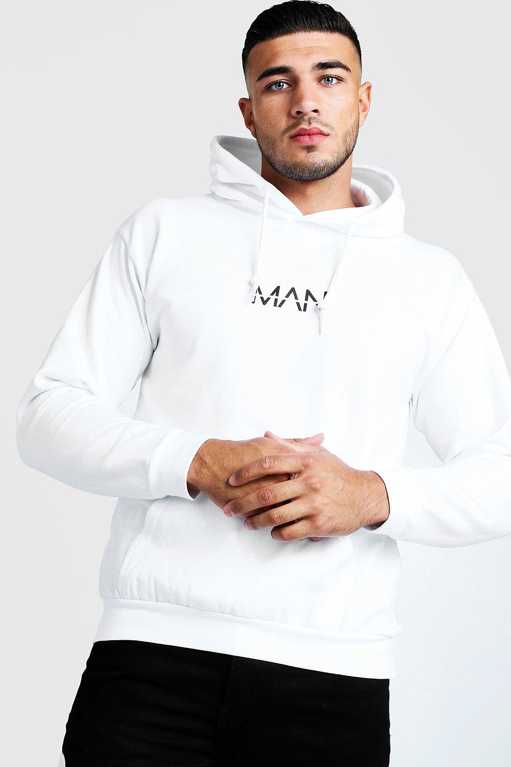

Оригинальная толстовка с капюшоном с надписью MAN, White
