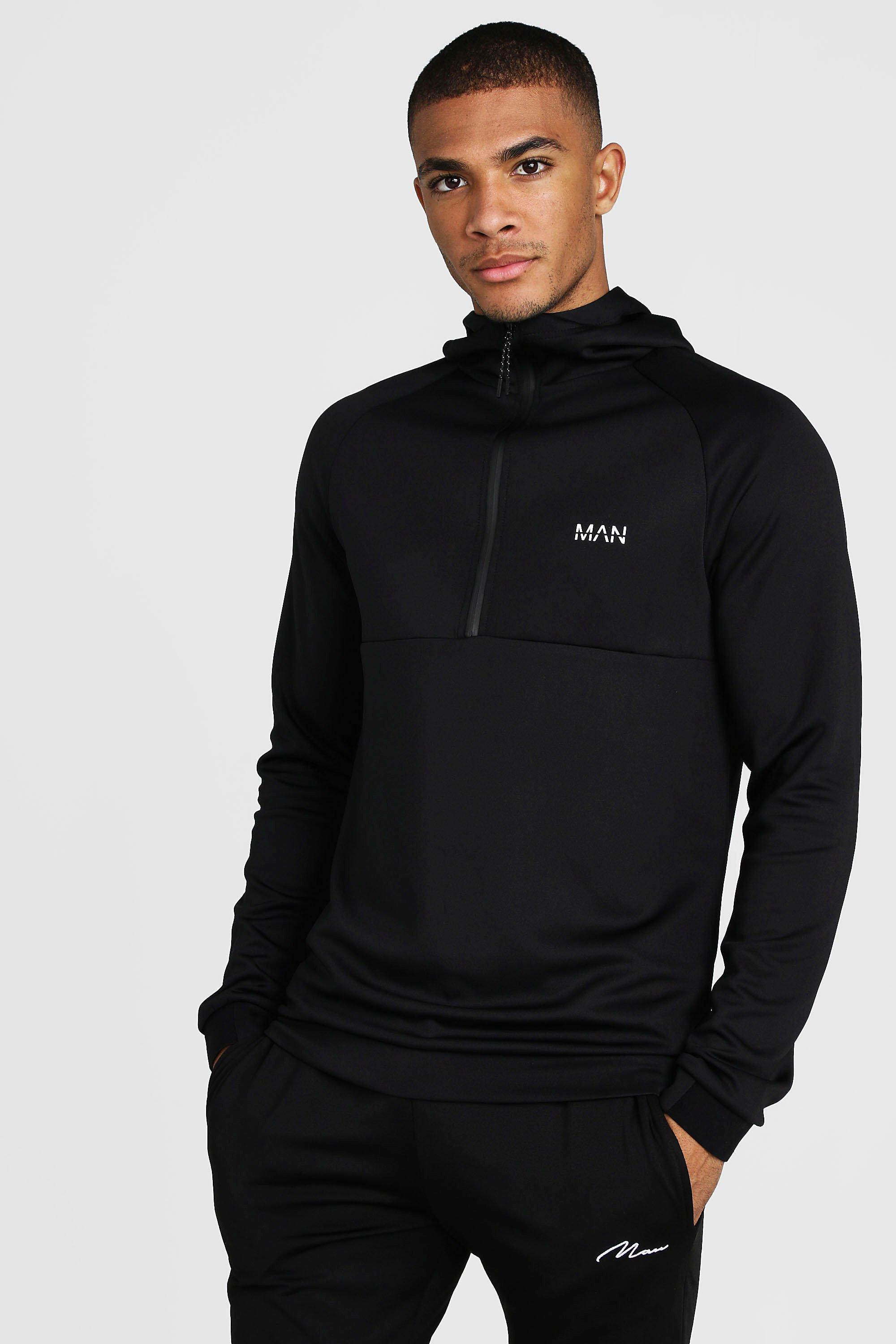 muscle fit hoodie black