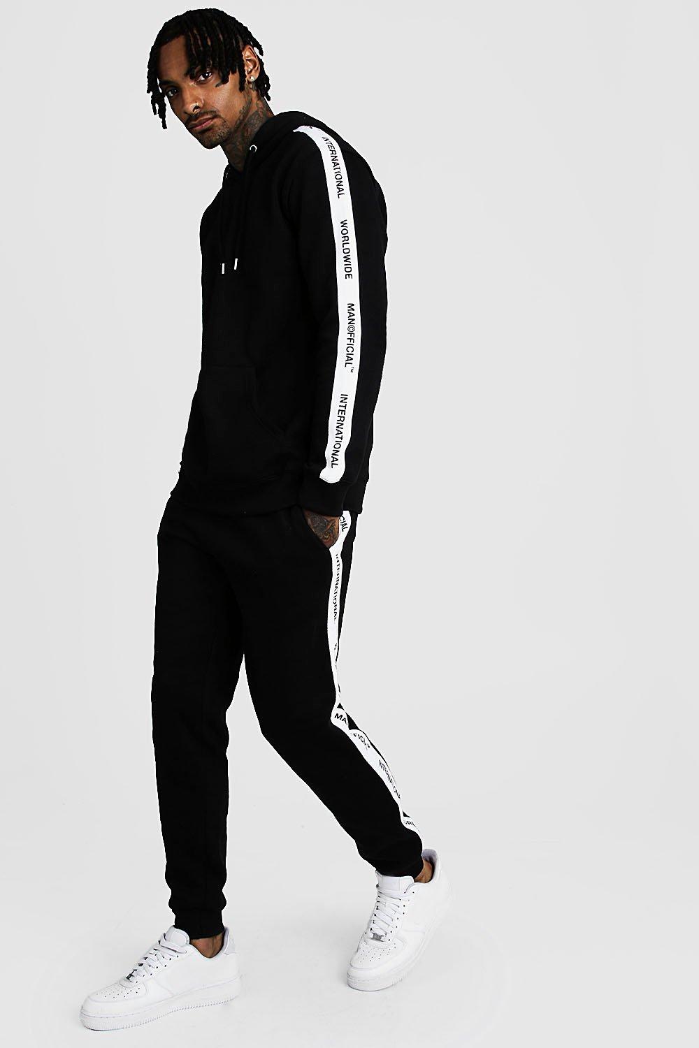 boohooman black and white tracksuit