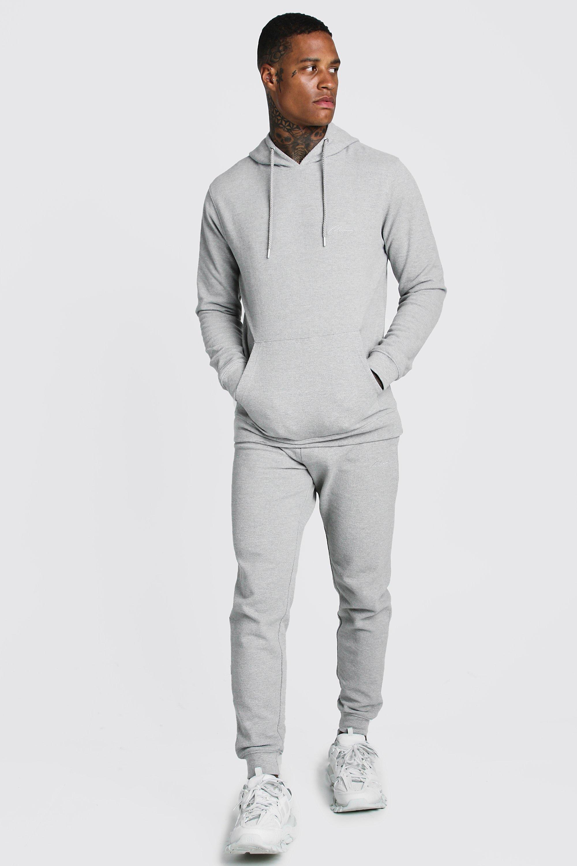 

Спортивный костюм скинни с капюшоном из ткани пике, Grey