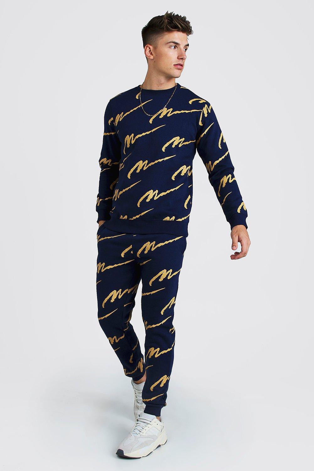 boohooman navy tracksuit