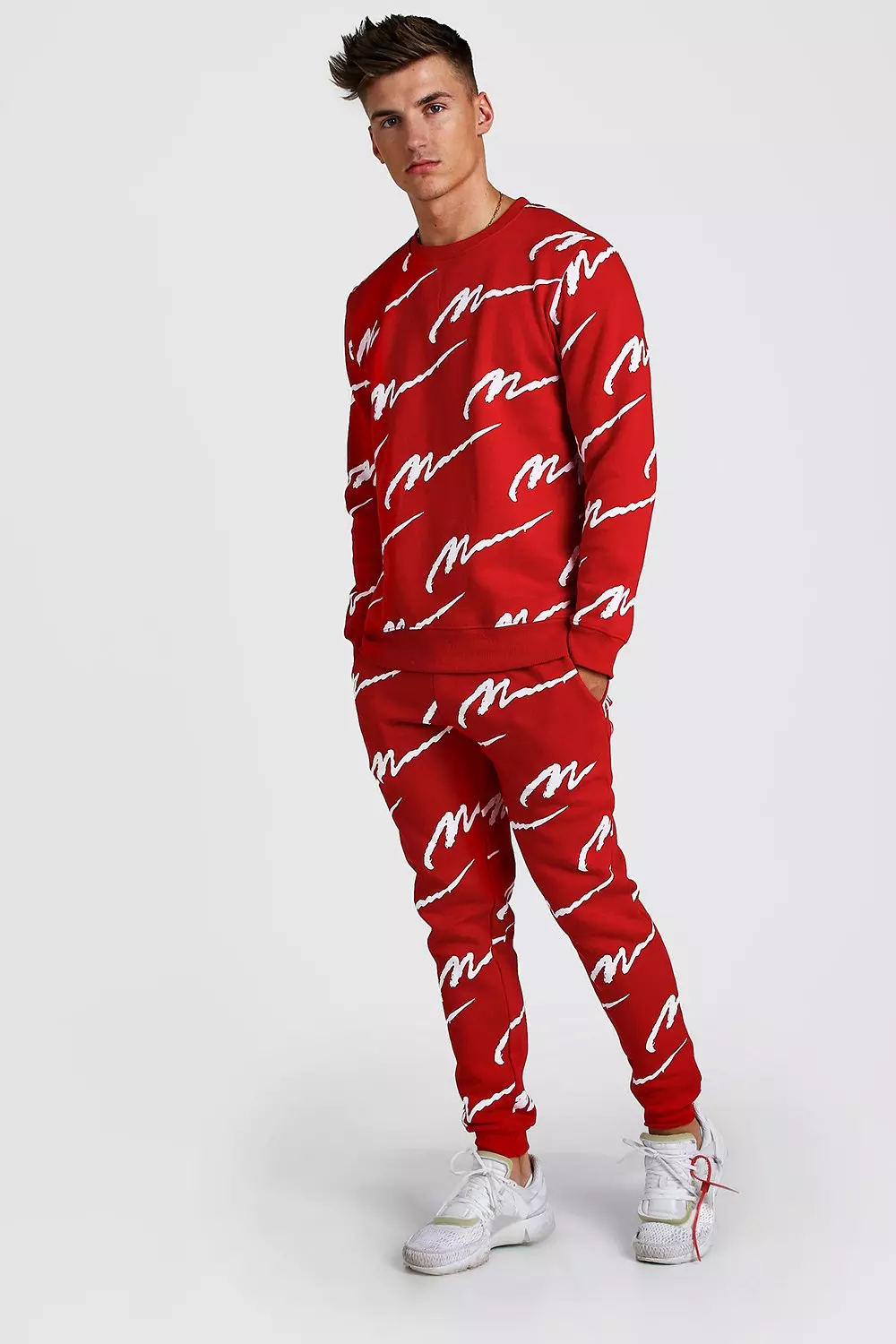 Boohooman clearance red tracksuit