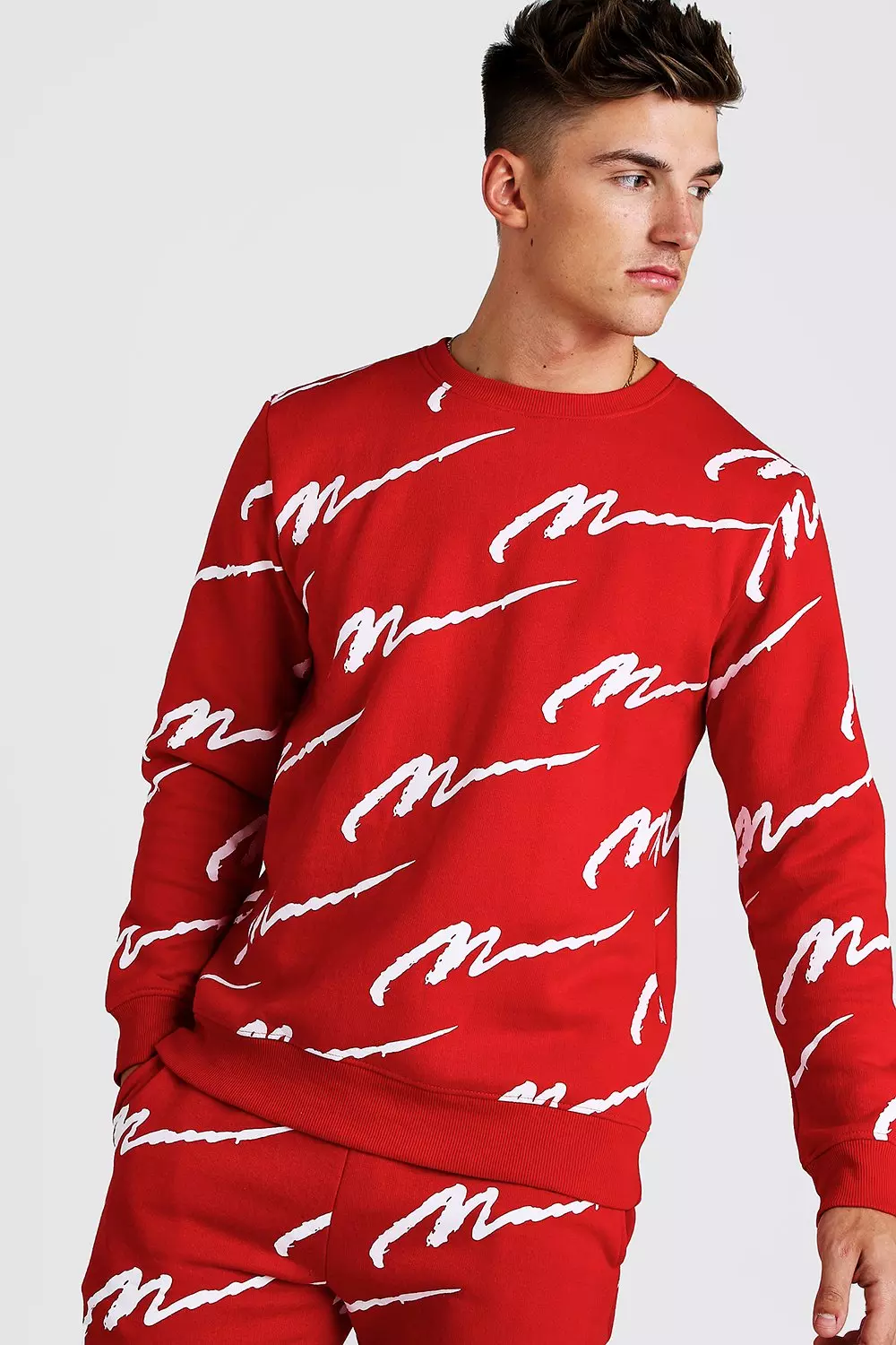 Boohooman all over hot sale man printed tracksuit