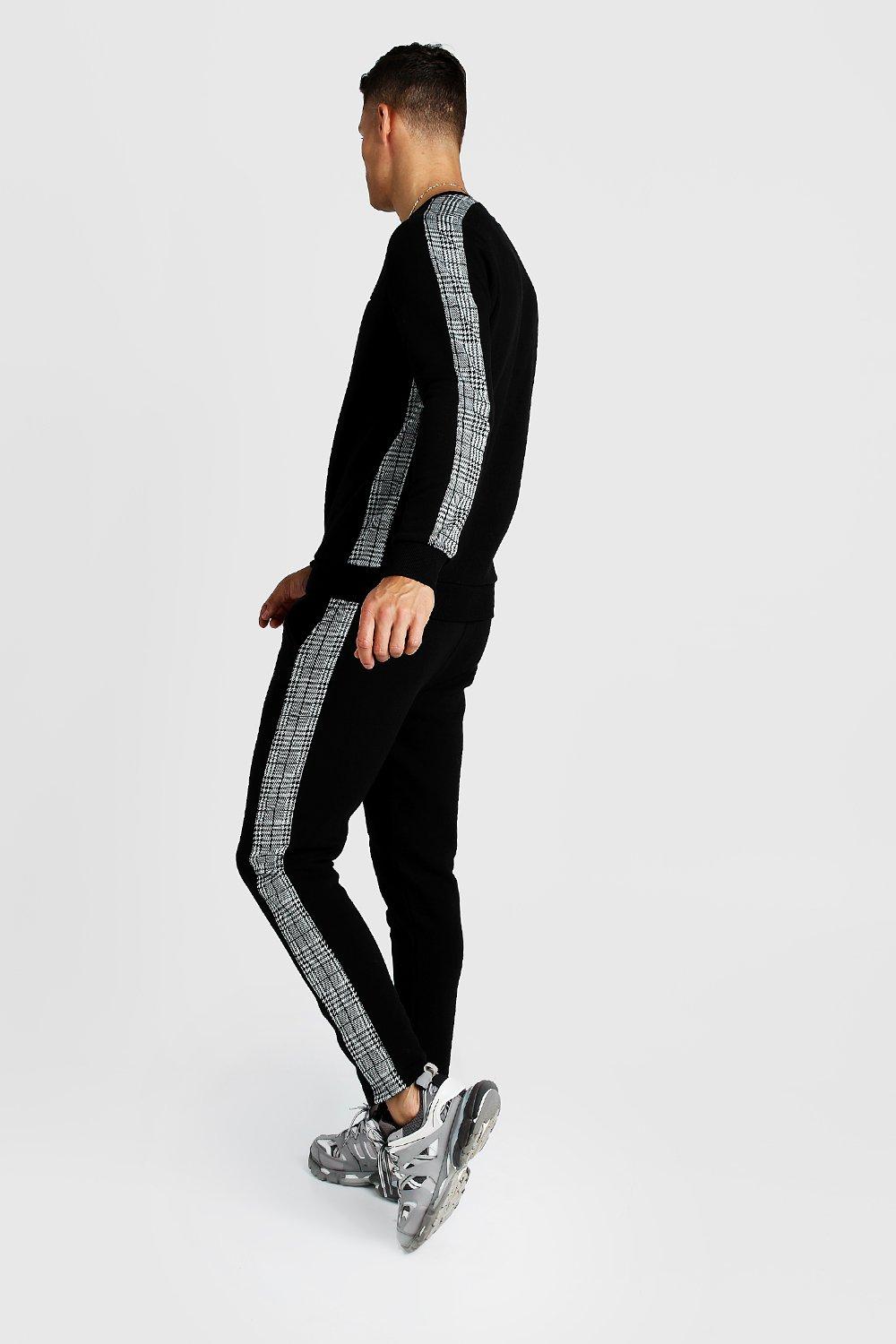 man signature skinny fit jacquard tracksuit with tape