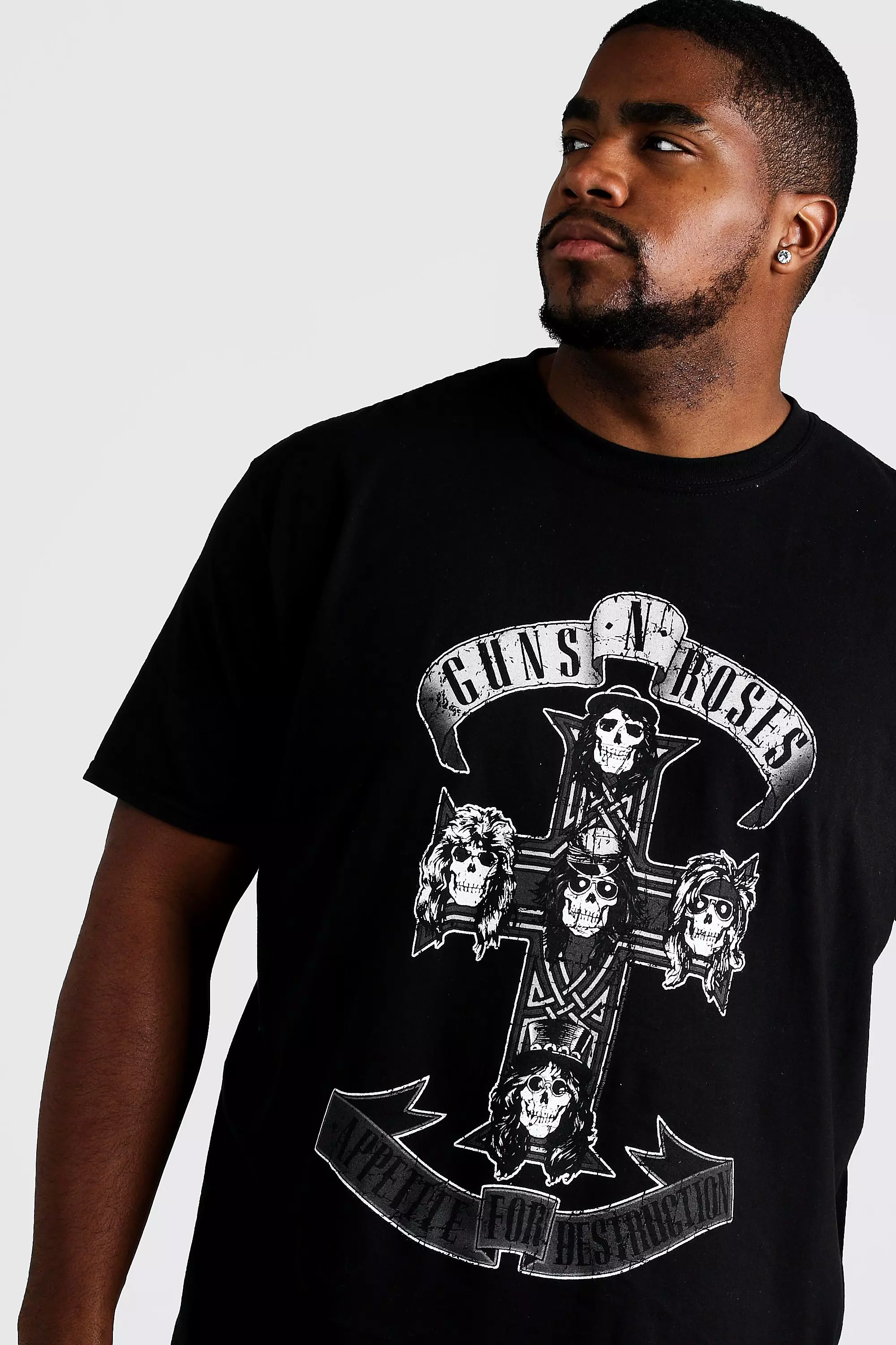 Aktiver solo klon Plus Size Guns 'n' Roses Cross License T-Shirt | boohooMAN USA