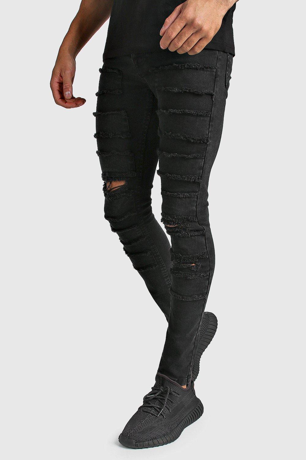 

Суперскинни высветленные джинсы с потертостями, Washed black