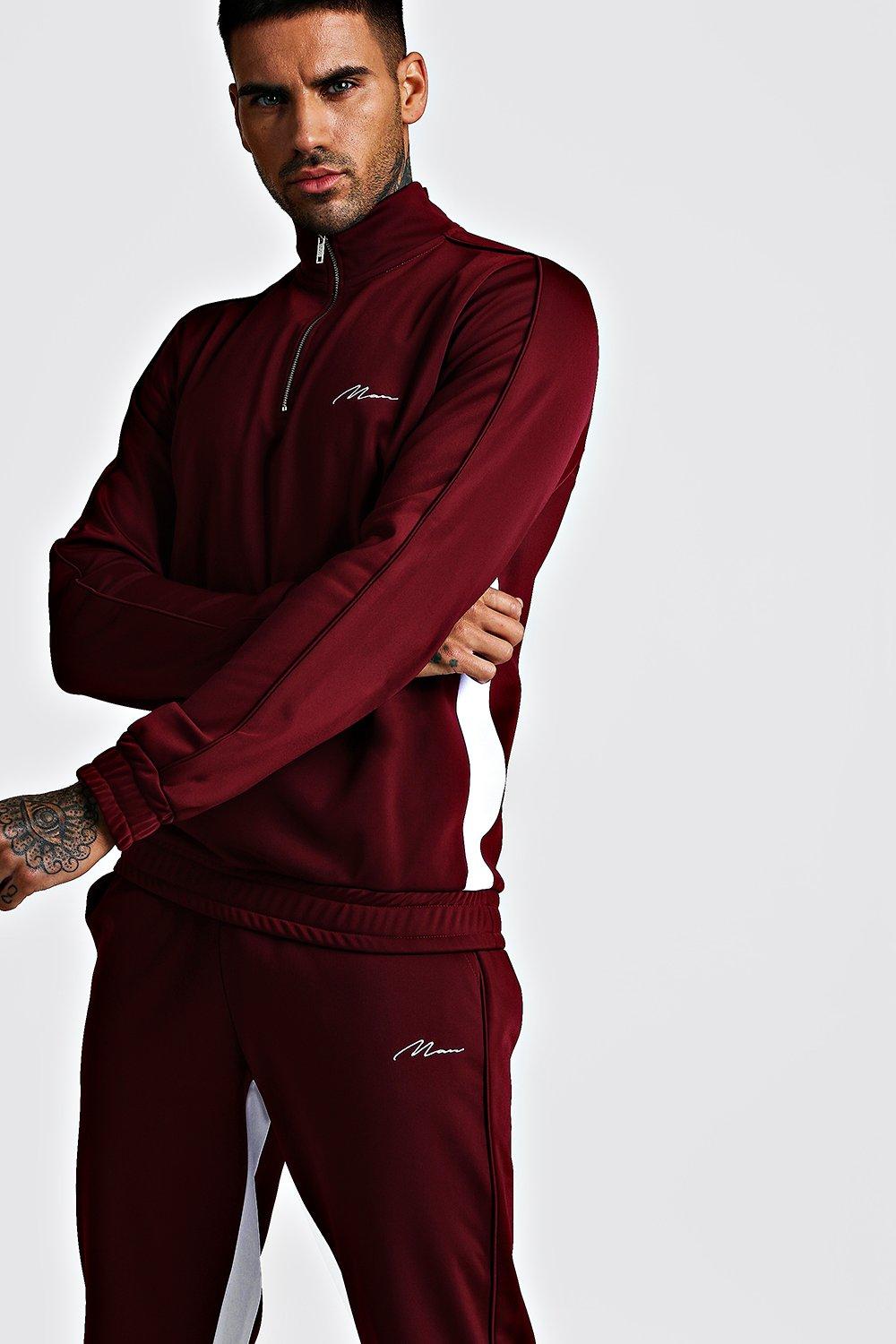 

Фирменный спортивный костюм MAN на молнии с вставками, Burgundy