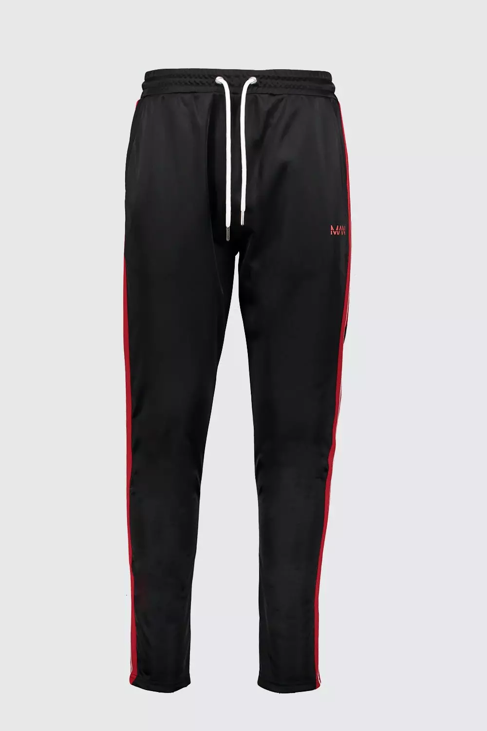 Men's red joggers with side stripe