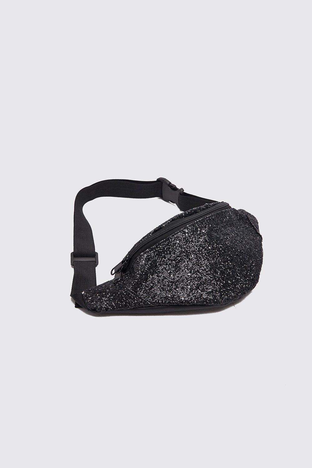 black glitter bum bag