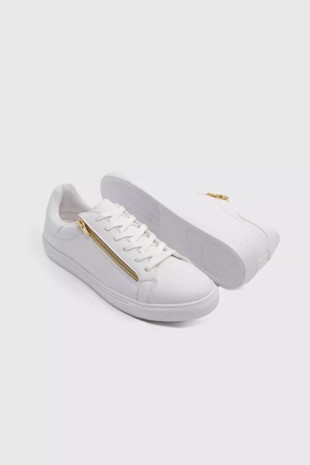 storm Gøre mit bedste Creed Faux Leather Side Zip Sneakers | boohooMAN USA